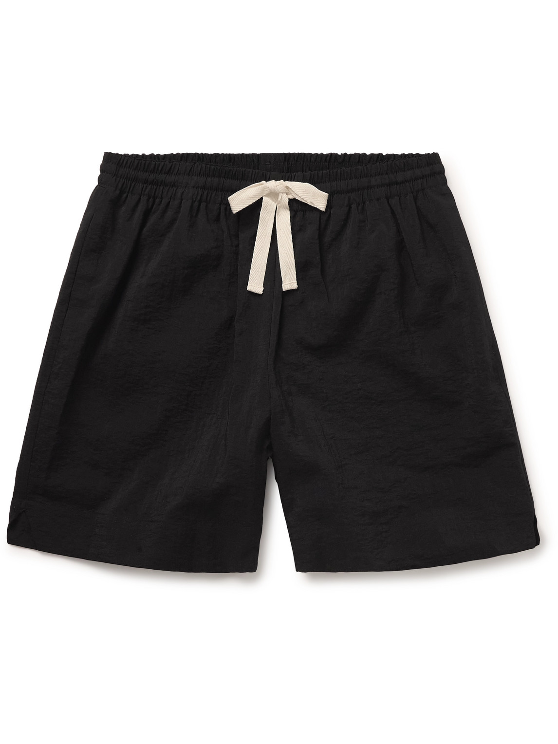Le 17 Septembre Novis Wide-leg Crinkled-shell Drawstring Shorts In Black