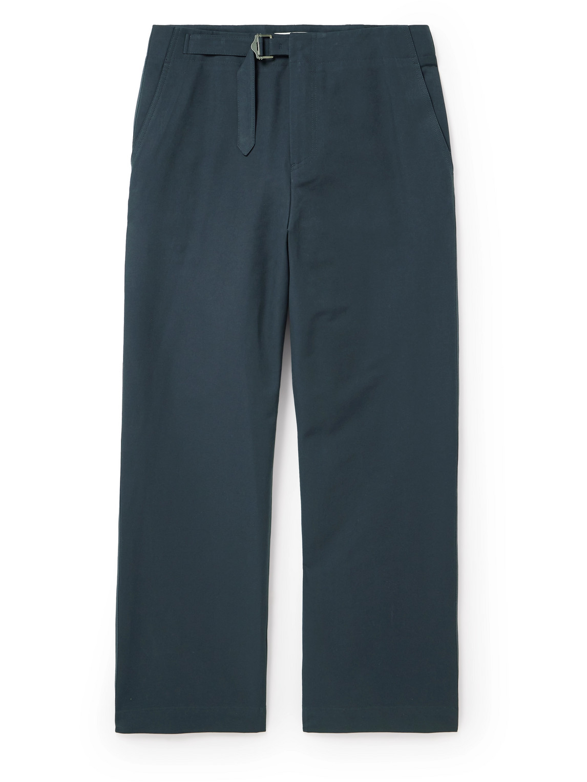 Le 17 Septembre Buckled Straight-leg Cotton-blend Trousers In Blue