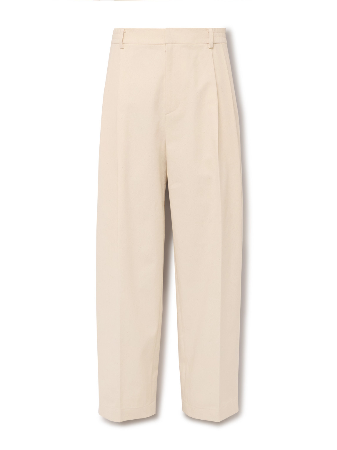 Le 17 Septembre Wide-leg Pleated Cotton-twill Trousers In Neutrals