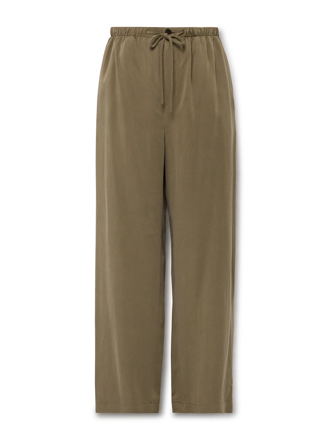 Le 17 Septembre Wide-leg Modal-blend Twill Drawstring Trousers In Green
