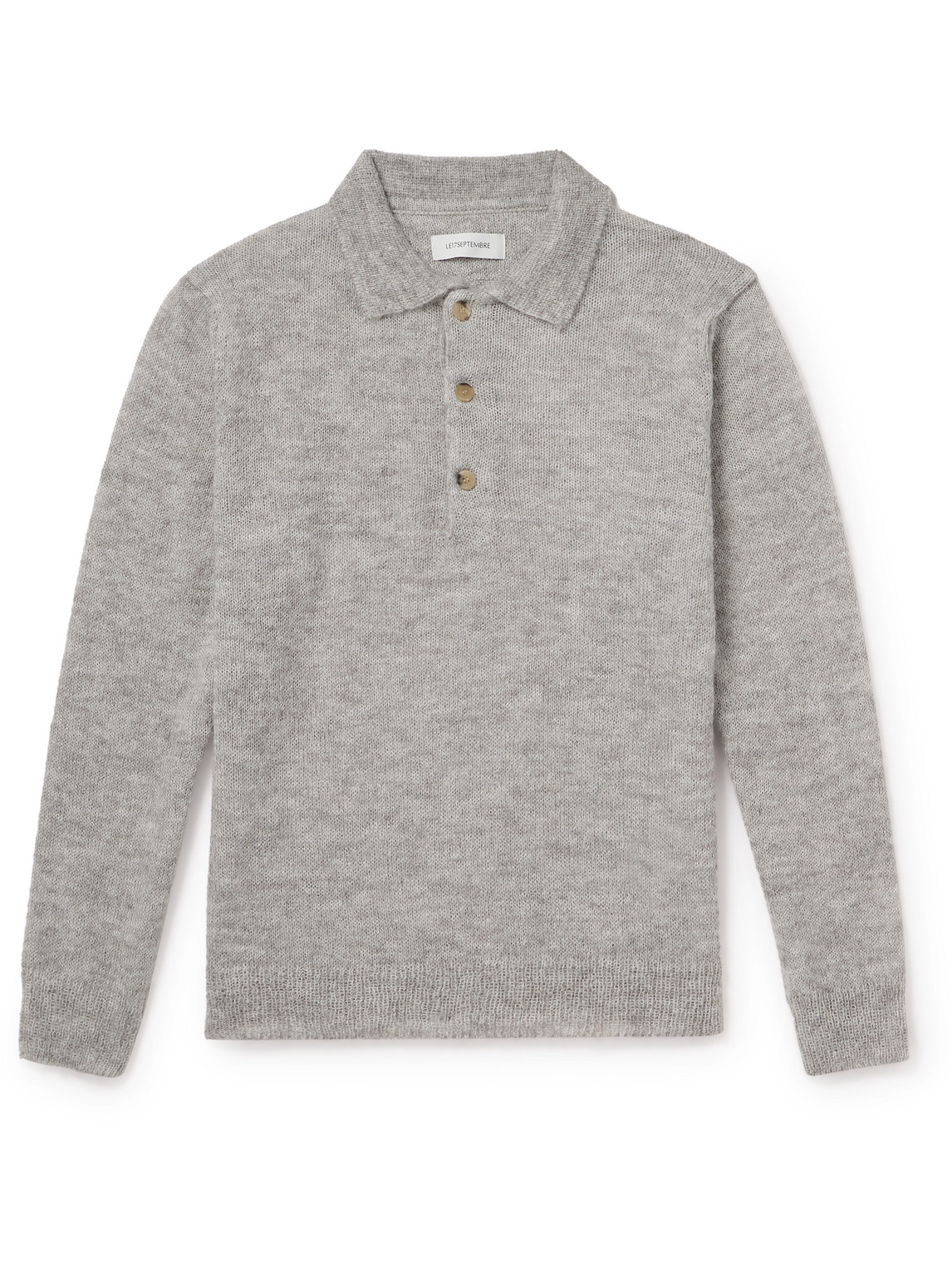 Le 17 Septembre Knitted Polo Shirt In Gray