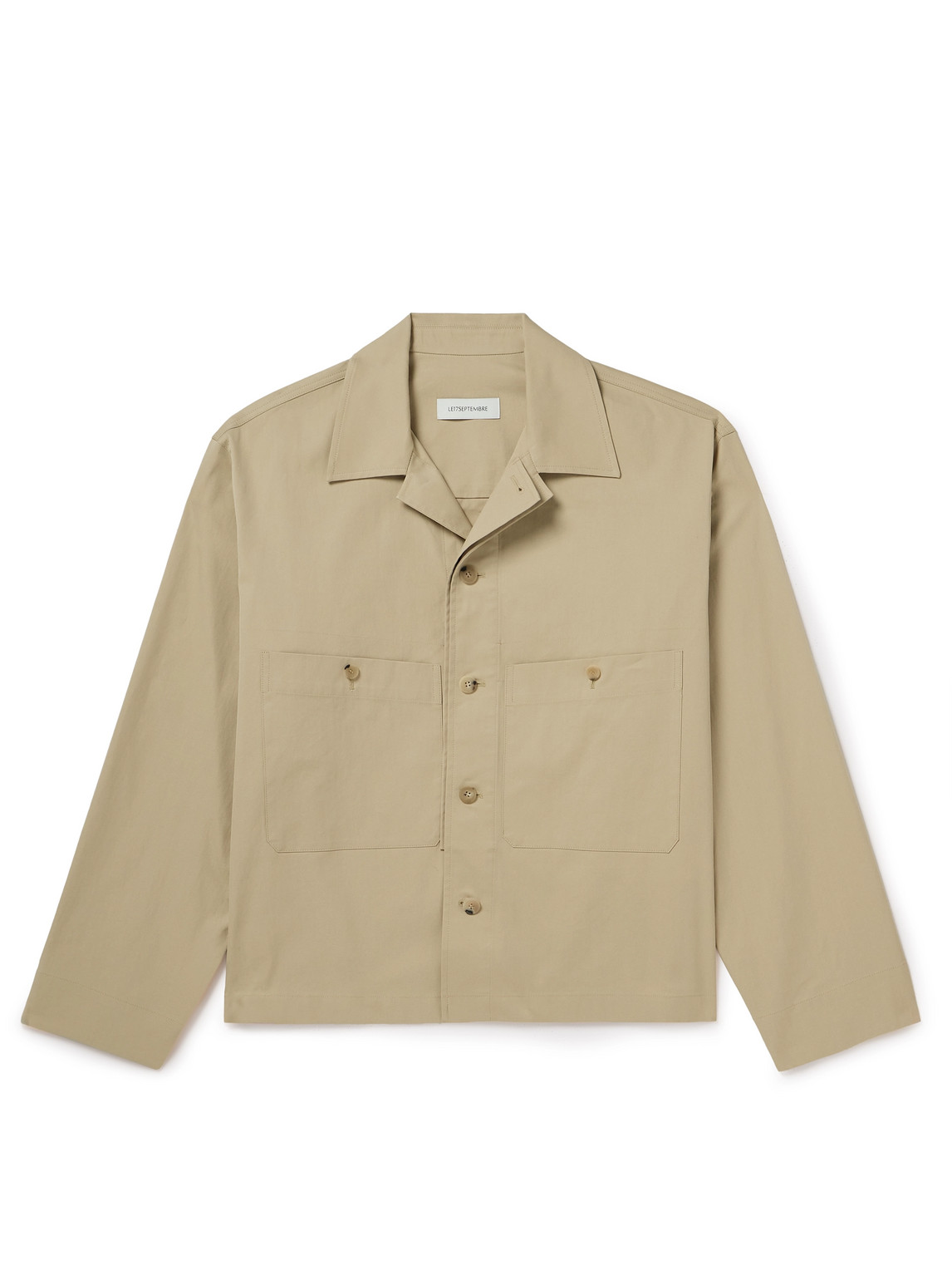 Le 17 Septembre Camp-collar Cotton-blend Twill Overshirt In Neutrals
