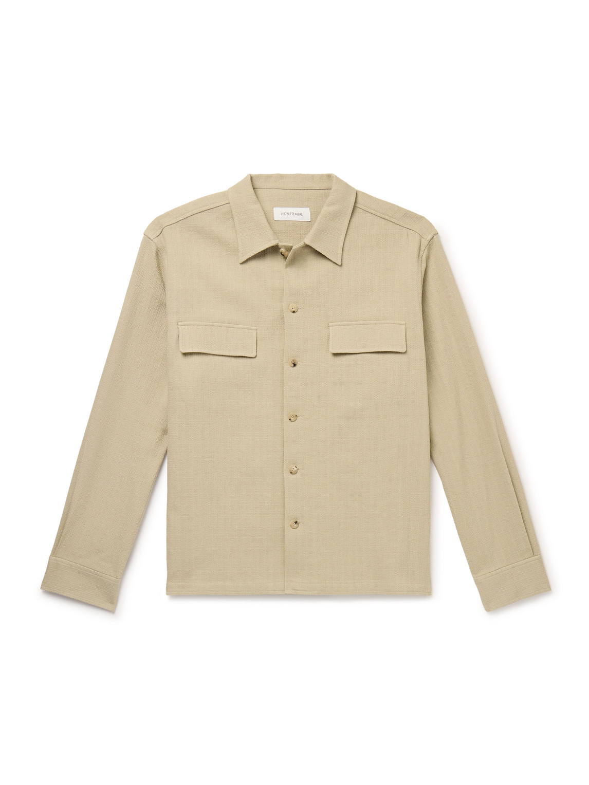 Shop Le 17 Septembre Basketweave Cotton Shirt In Neutrals