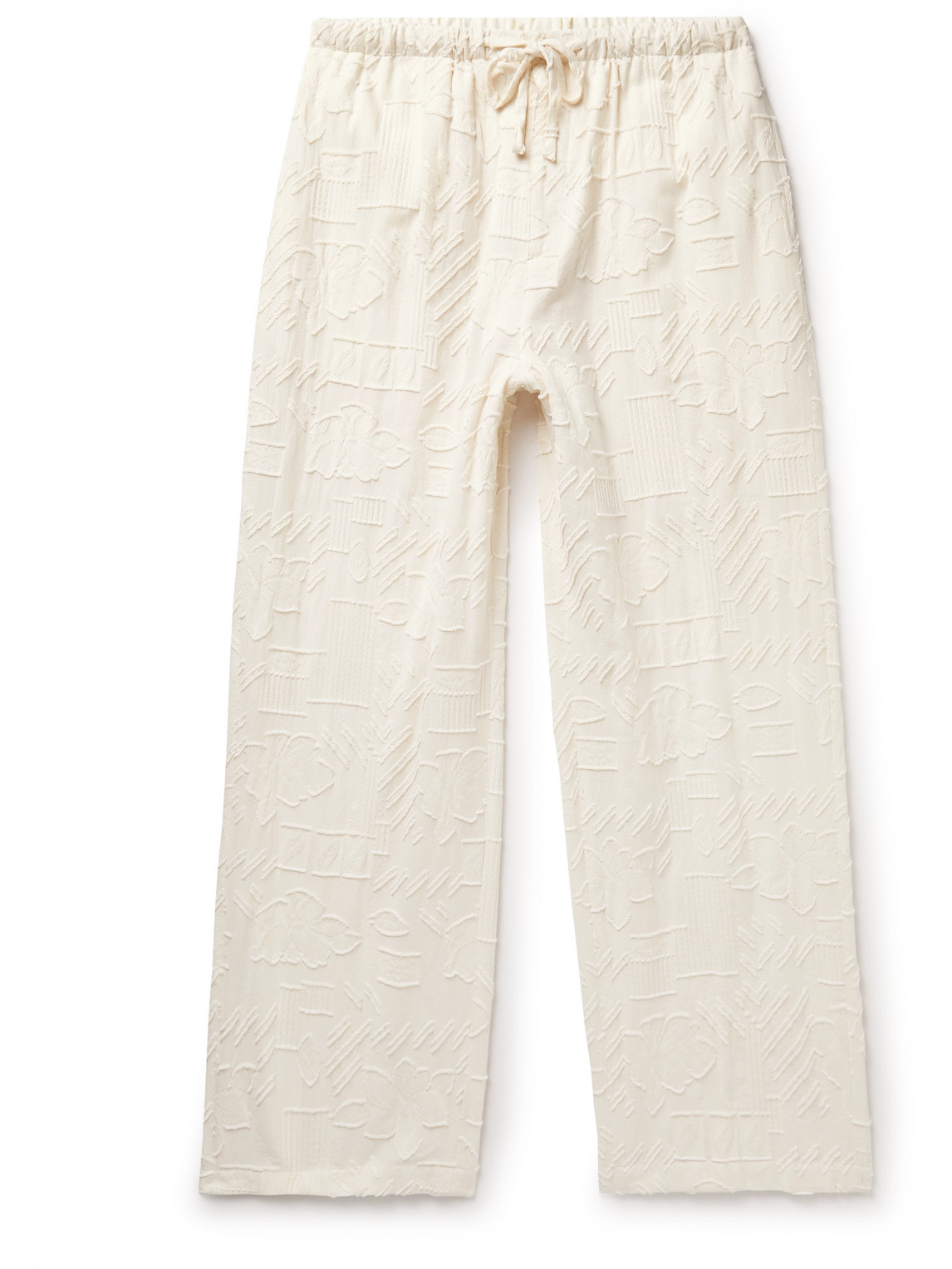 LE 17 SEPTEMBRE Straight-Leg Cotton-Jacquard Drawstring Trousers