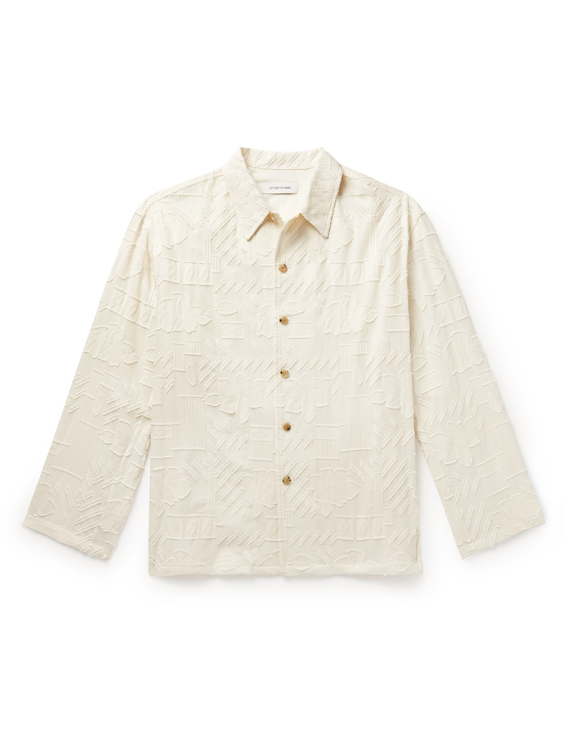 Shop Le 17 Septembre Cotton-jacquard Shirt In Neutrals
