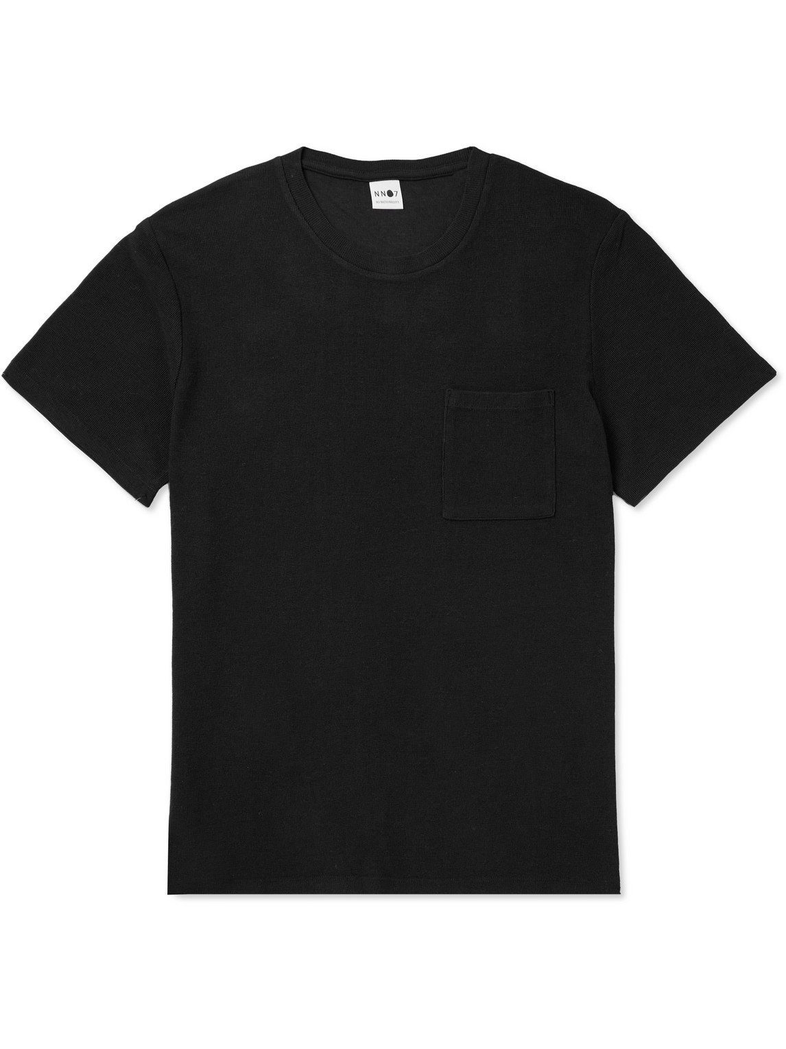 Nn07 Clive 3323 Waffle-knit Cotton And Tencel™ Modal-blend T-shirt In Black