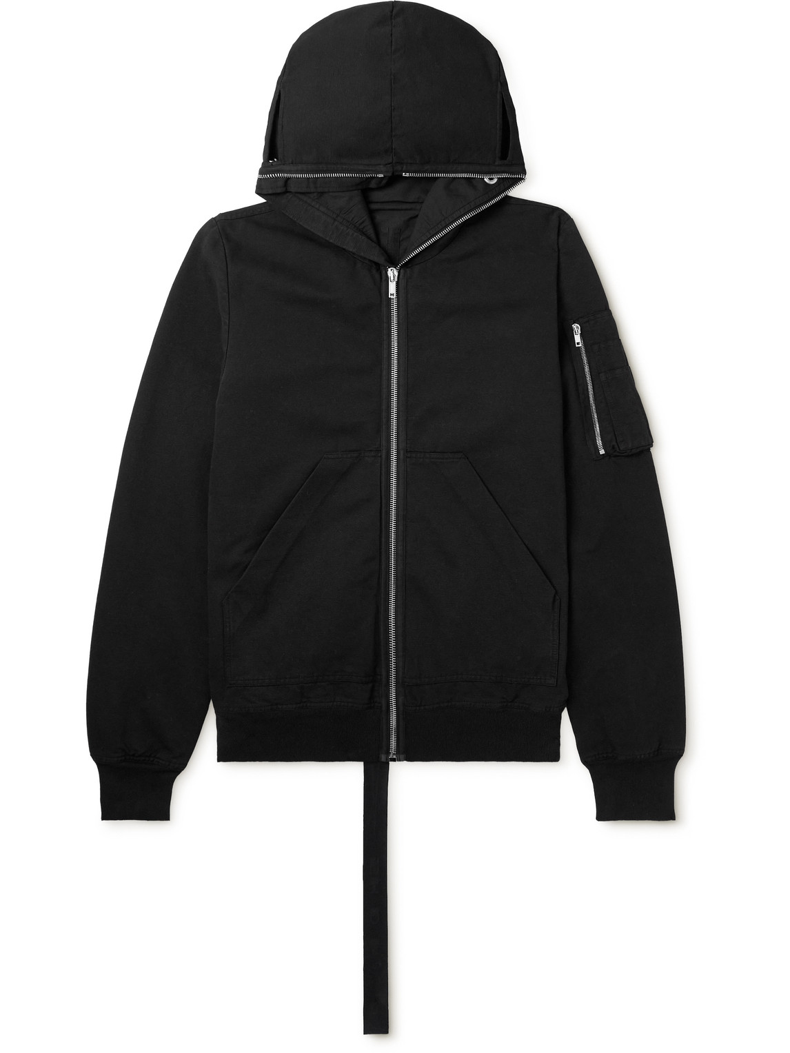 Embellished Cotton-Jersey Zip-Up Hooded Bomber Jacket