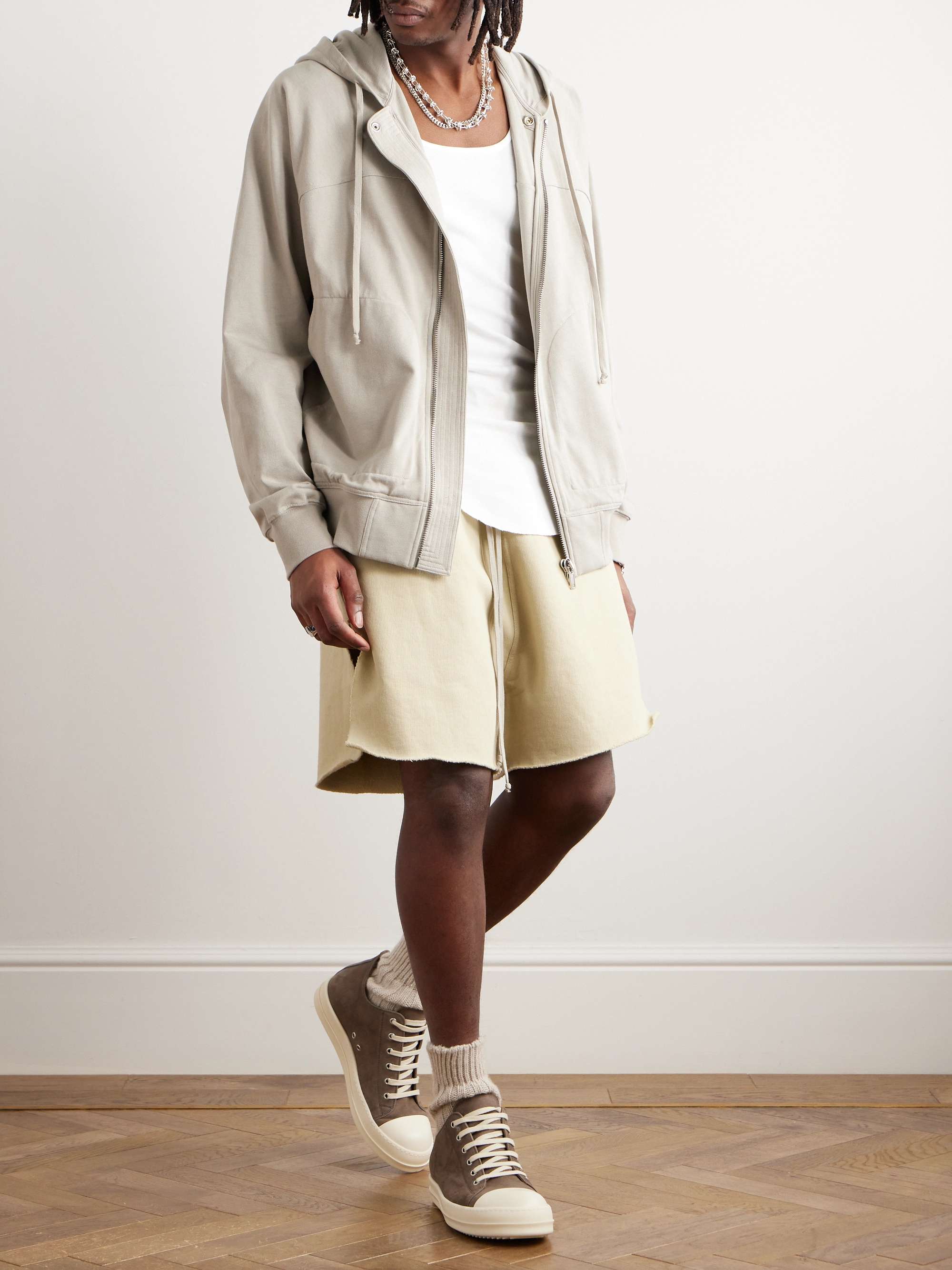 DRKSHDW BY RICK OWENS Garment-Dyed Cotton-Jersey Drawstring DRKSHDW BY RICK OWENS Garment-Dyed Cotton-Jersey Drawstring