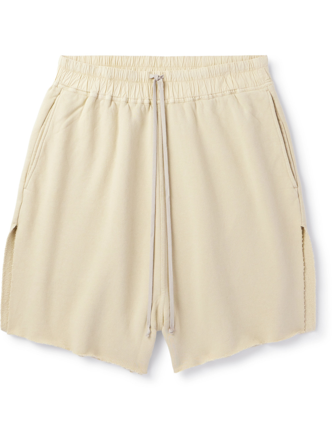 Rick Owens Drkshdw Garment-dyed Cotton-jersey Drawstring Shorts In Yellow