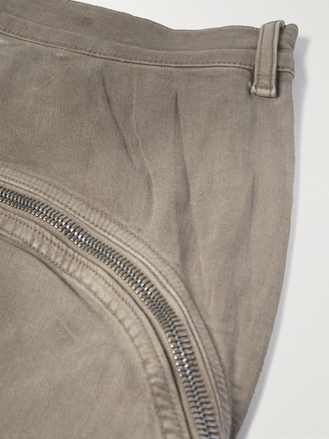 Shop Rick Owens Drkshdw Bolan Banana Slim-fit Straight-leg Zip-detailed Waxed Jeans In Neutrals