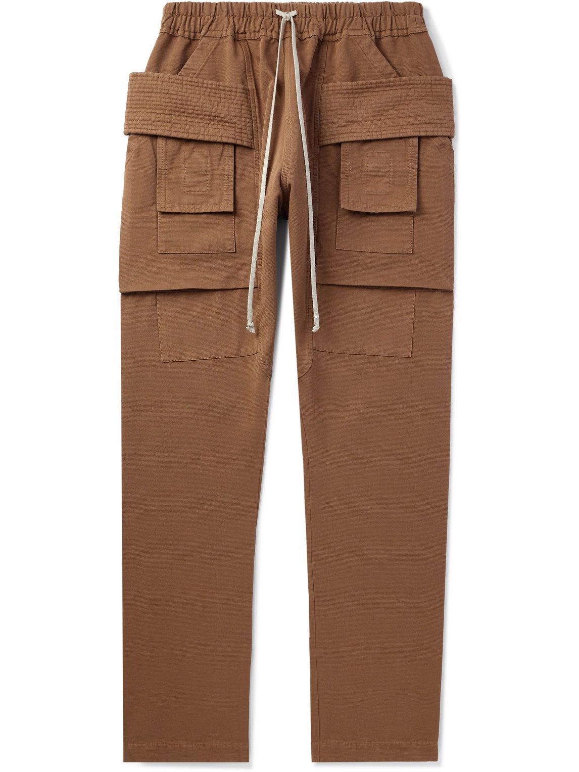 Rick Owens Drkshdw Slim-fit Straight-leg Cotton-twill Drawstring Cargo Trousers In Brown