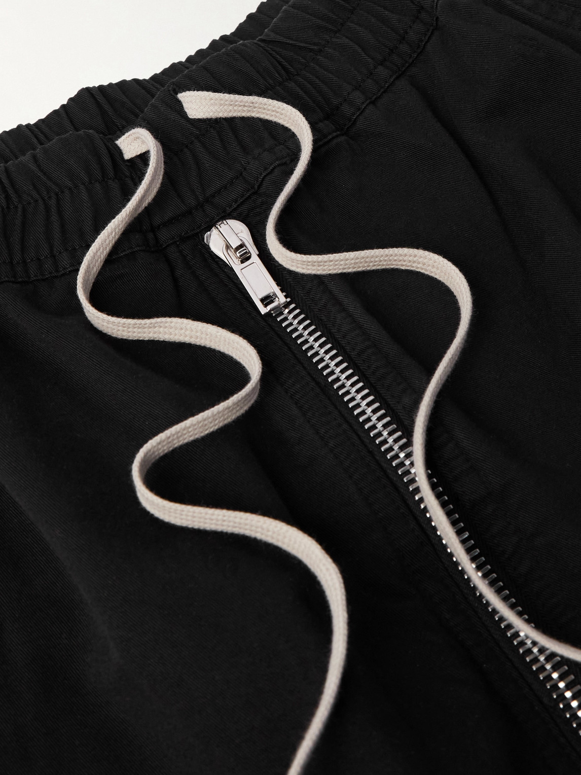 Shop Rick Owens Drkshdw Bauhaus Wide-leg Zip-embellished Cotton-twill Drawstring Shorts In Black