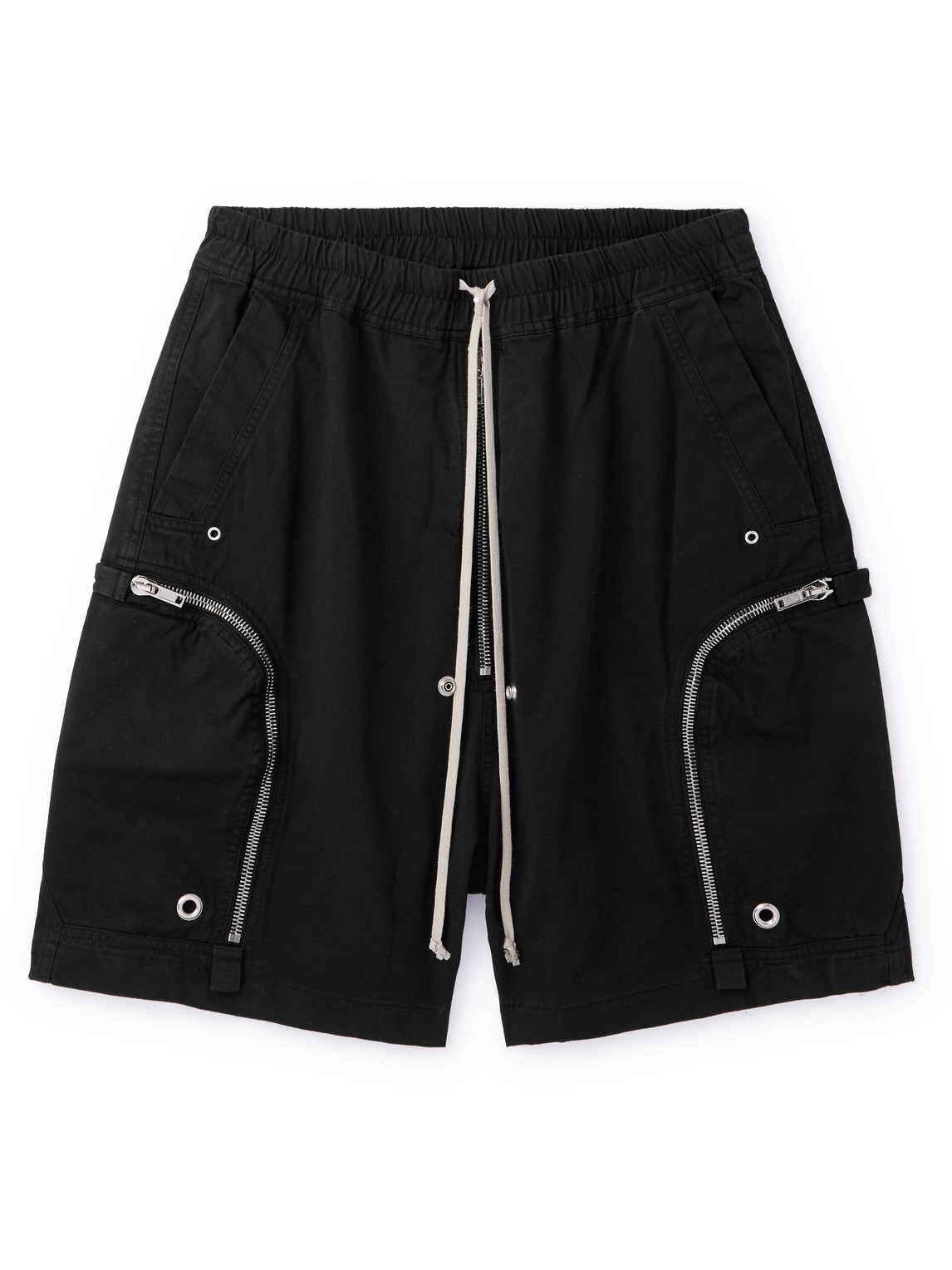 Bauhaus Wide-Leg Zip-Embellished Cotton-Twill Drawstring Shorts