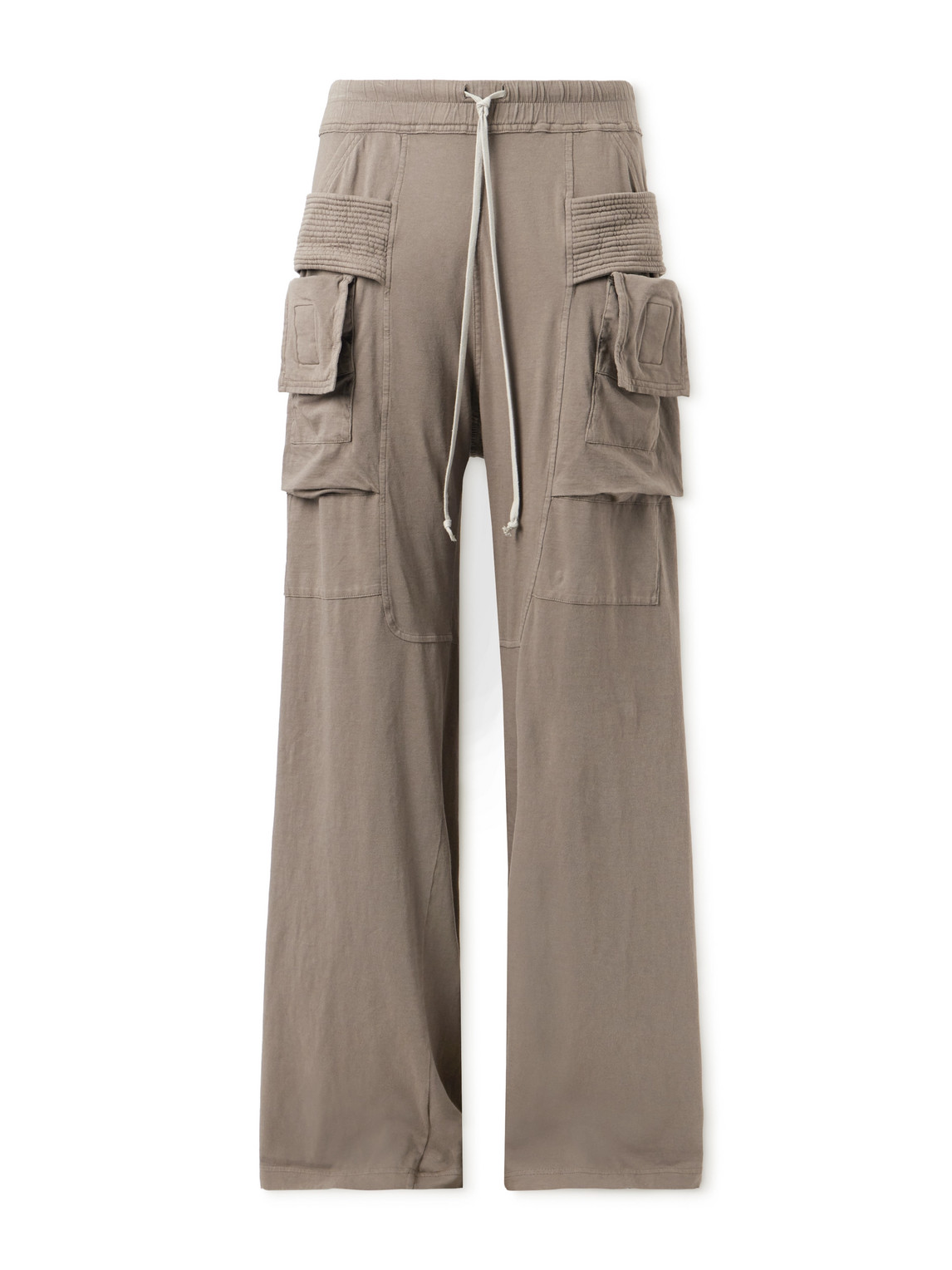 Rick Owens Drkshdw Creatch Wide-leg Cotton-jersey Drawstring Cargo Trousers In Brown