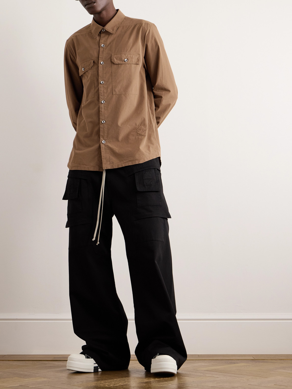 Shop Rick Owens Drkshdw Cotton-poplin Overshirt In Brown