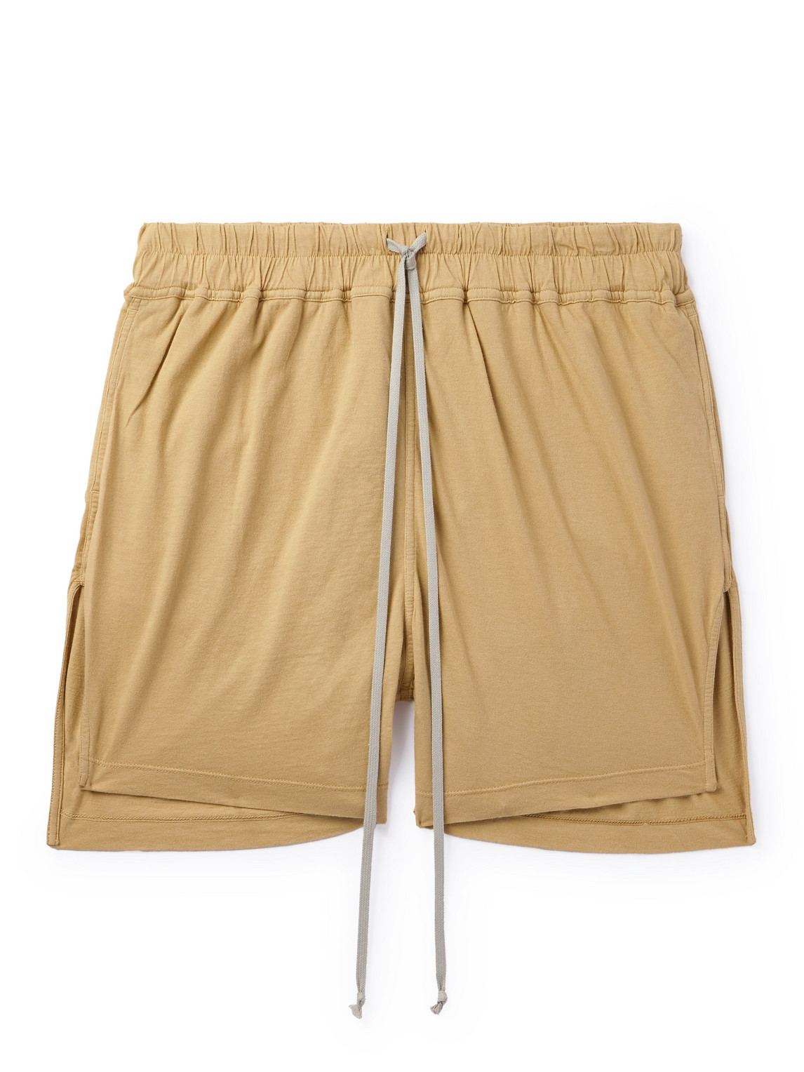 Rick Owens Drkshdw Phleg Straight-leg Cotton-jersey Drawstring Shorts In Yellow