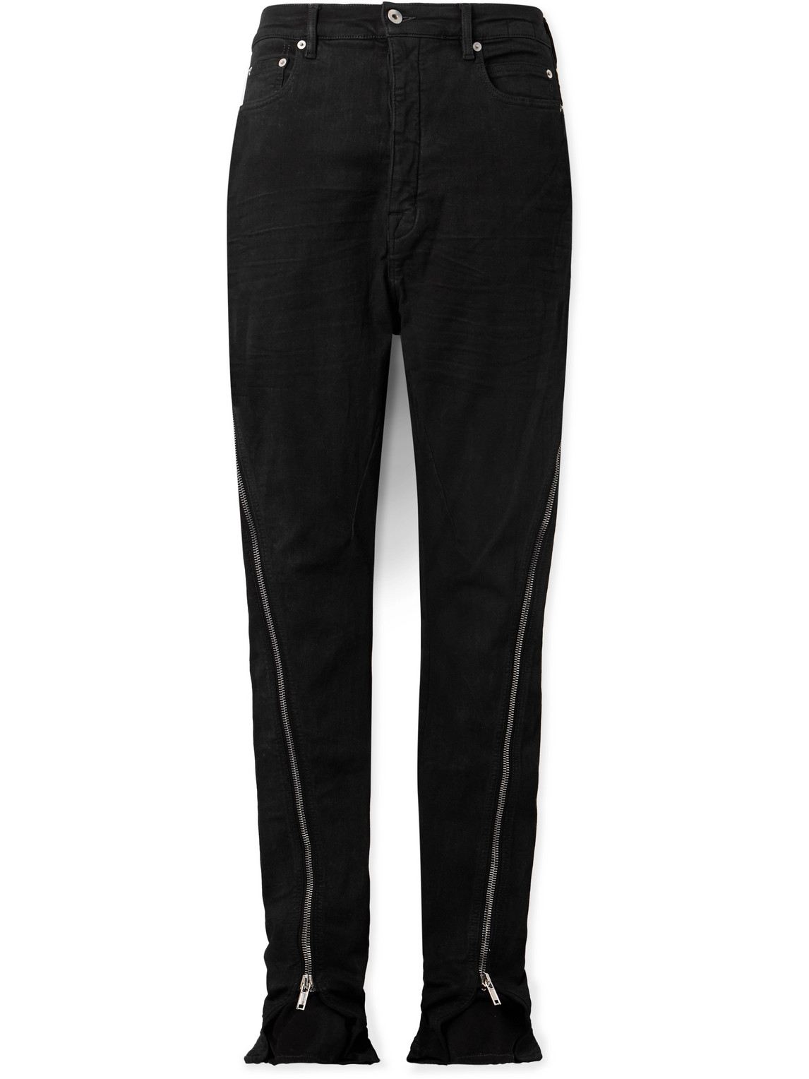 Rick Owens Drkshdw Bolan Banana Slim-fit Straight-leg Zip-detailed Waxed Jeans In Black