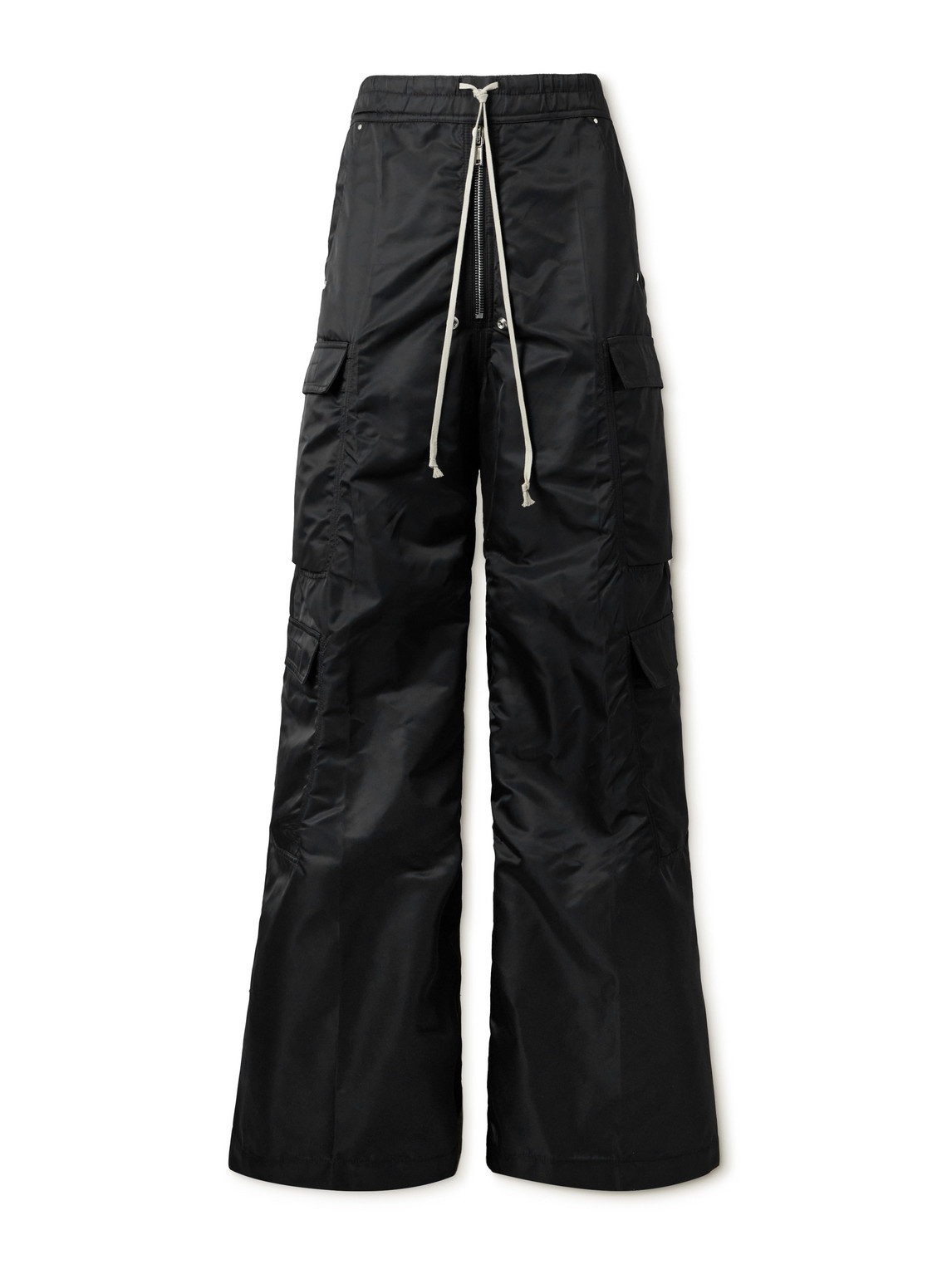 Rick Owens Drkshdw Jumbo Bela Wide-leg Recycled-nylon Drawstring Cargo Trousers In Black