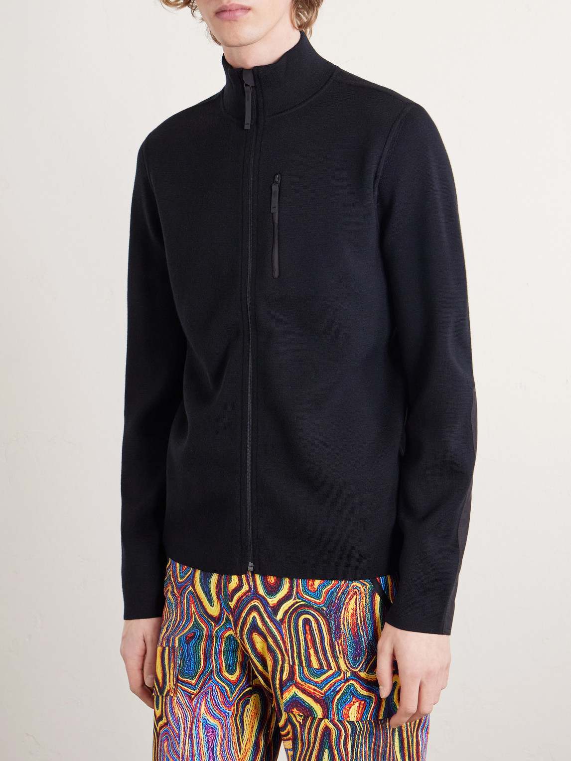 Aztech Mountain Matterhorn Shell-panelled Wool Ski Mid-layer In Black