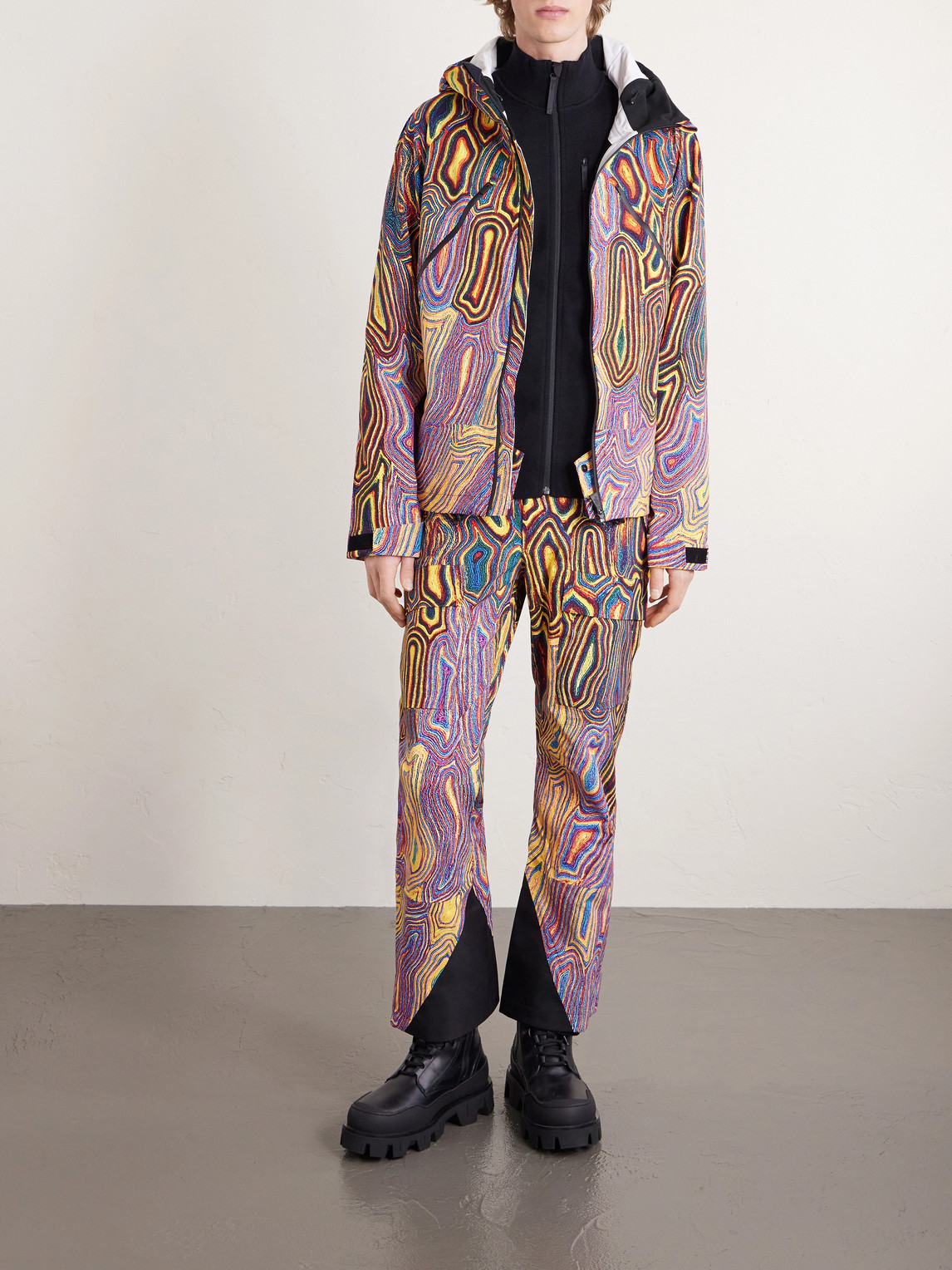 Aztech Mountain Matterhorn Shell-panelled Wool Ski Mid-layer In Black