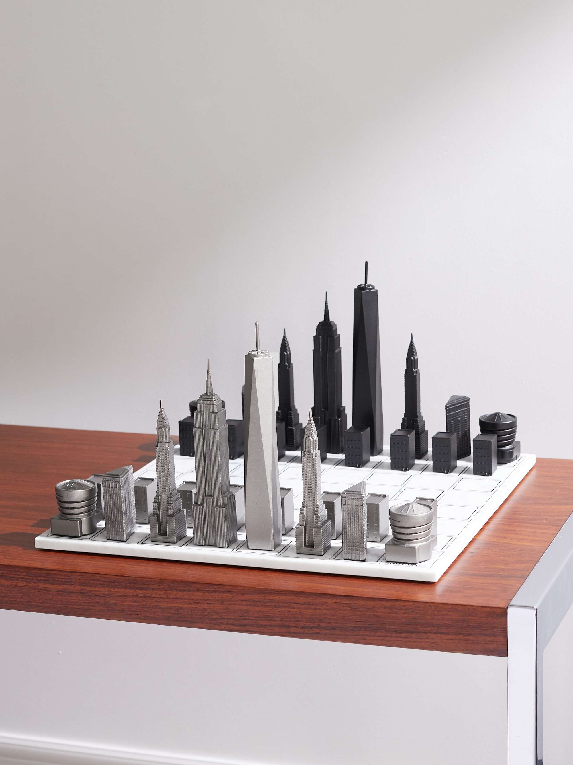 Skyline Chess Staunton Steel Marble Chess Set