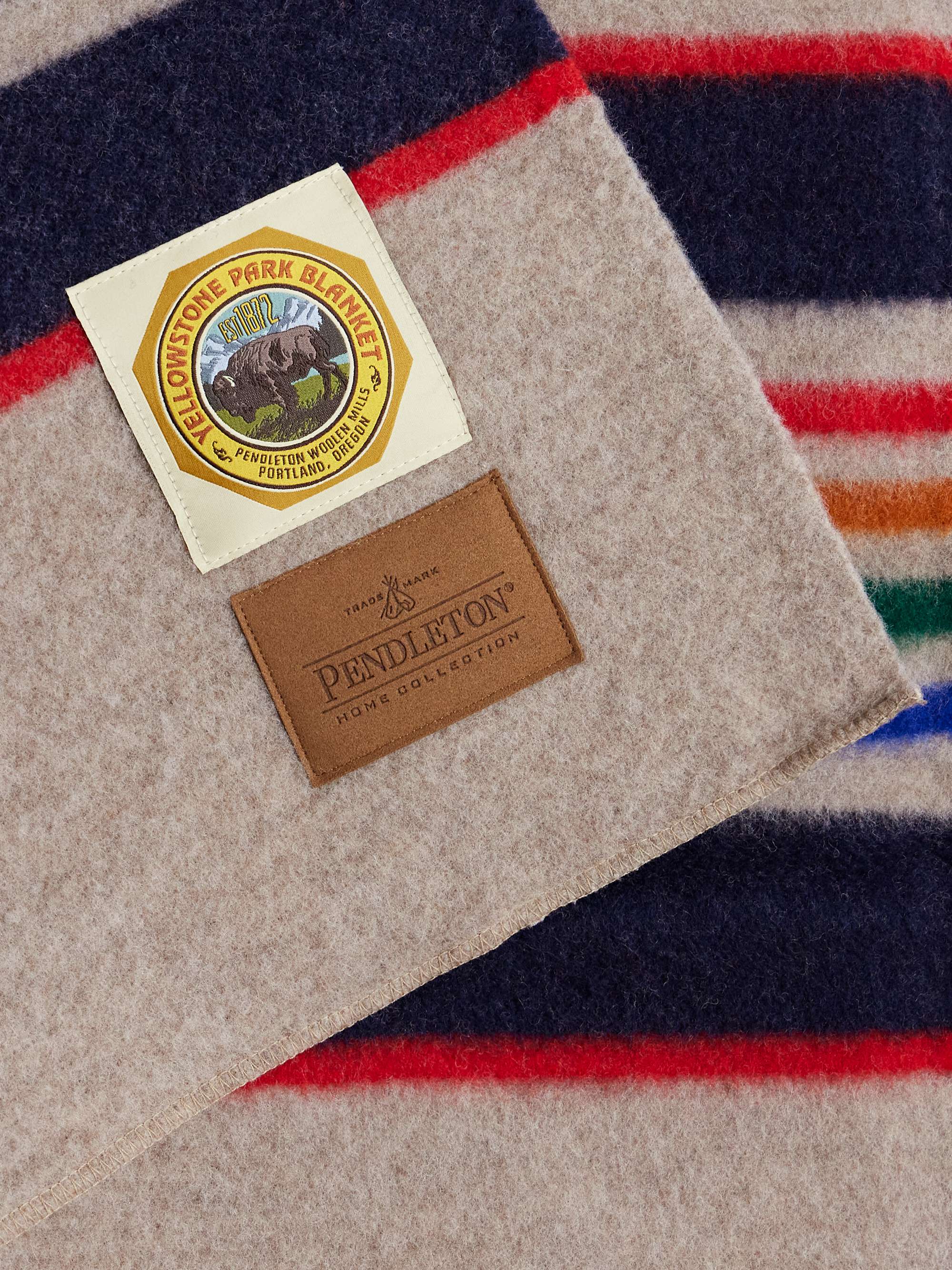 PENDLETON Yellowstone Appliquéd Striped Virgin Wool Blanket for