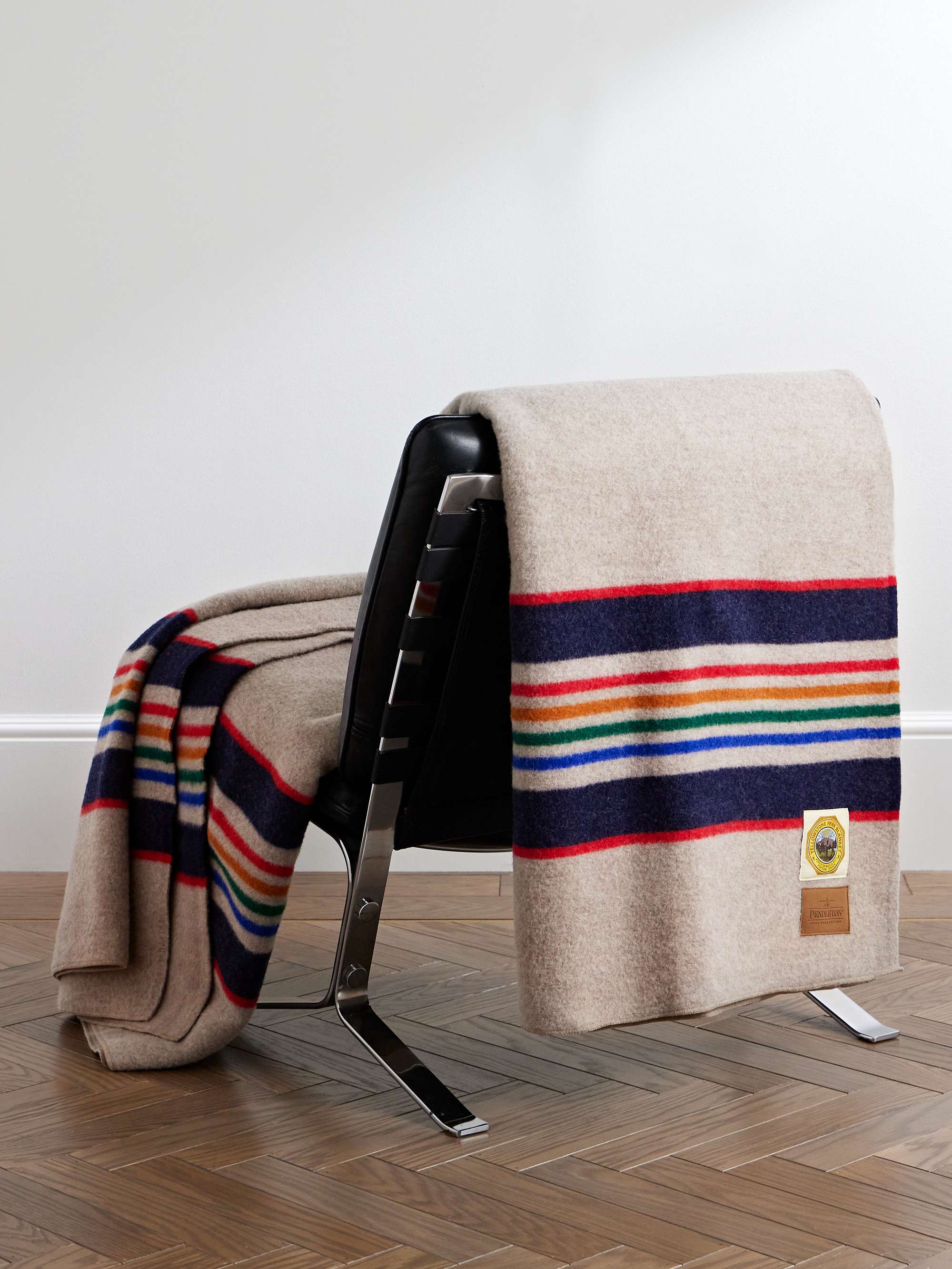 Yellowstone Appliquéd Striped Virgin Wool Blanket