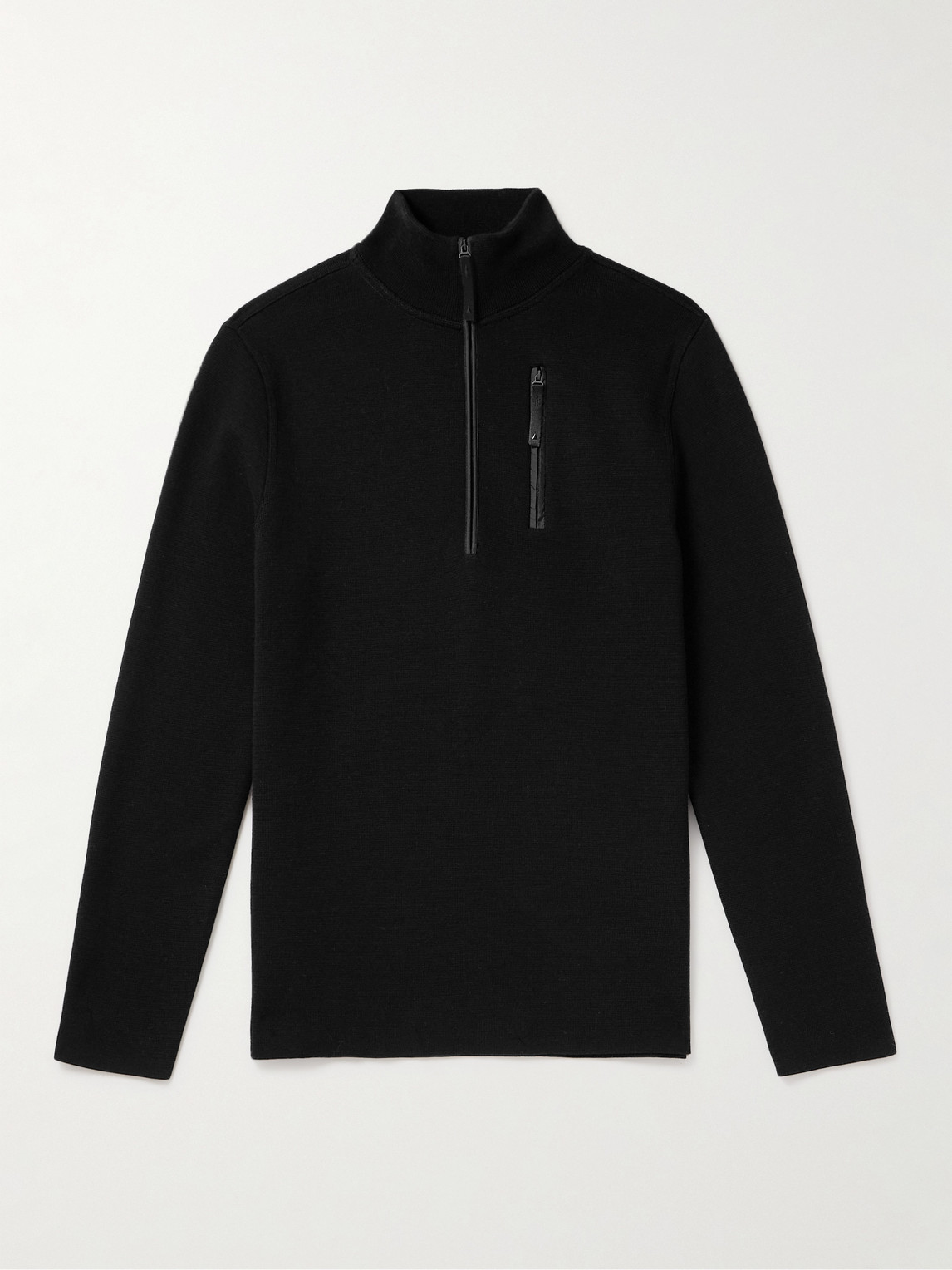 Aztech Mountain Matterhorn Shell-trimmed Wool Half-zip Sweater In Space Black