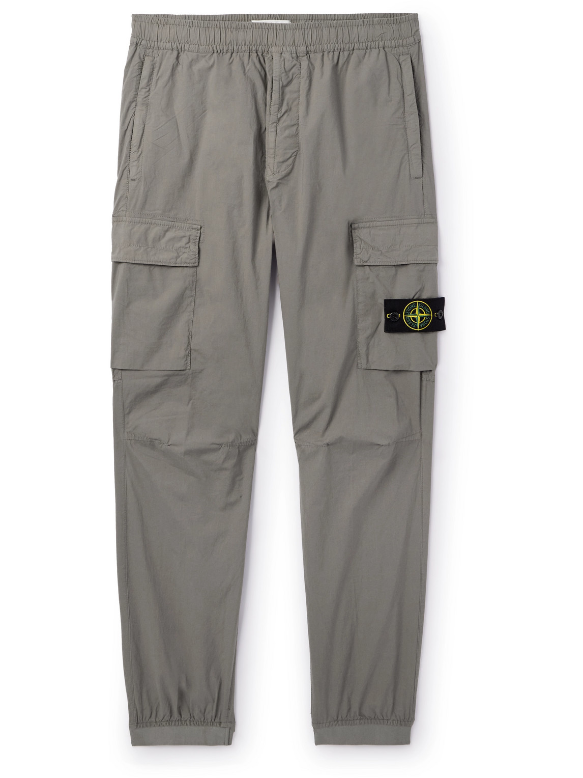 Stone Island Tapered Cotton-blend Cargo Trousers In Gray