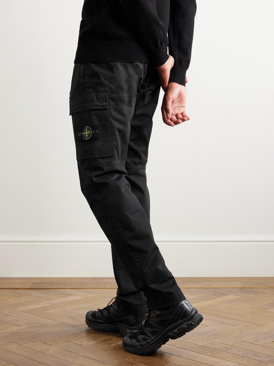 Stone Island Logo Patch Track Pants In Black