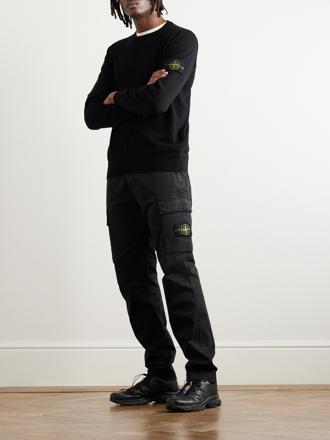 Stone Island Logo Patch Track Pants In Black