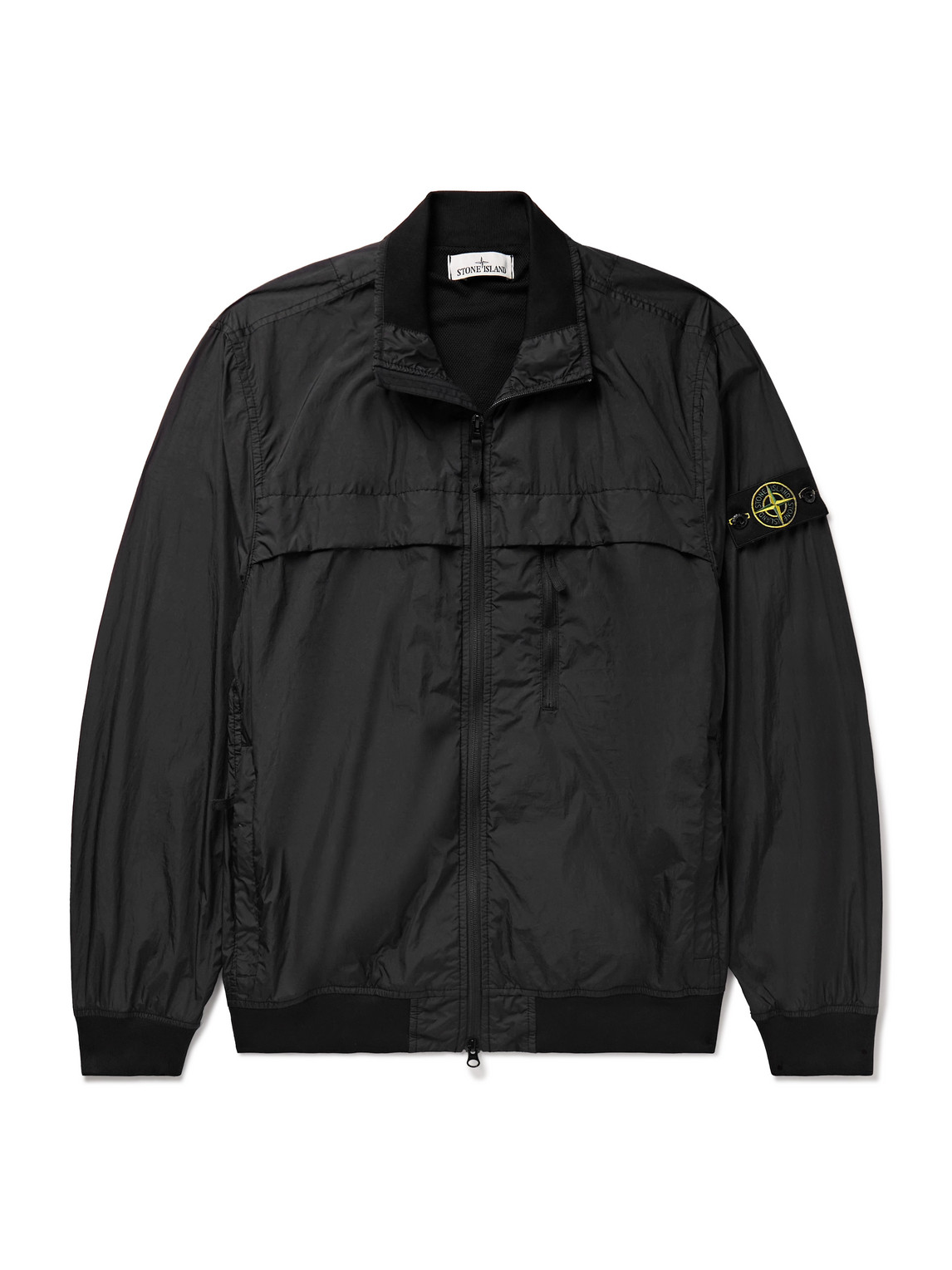 Stone Island Logo-appliquéd Crinkle Reps Nylon Bomber Jacket In Black