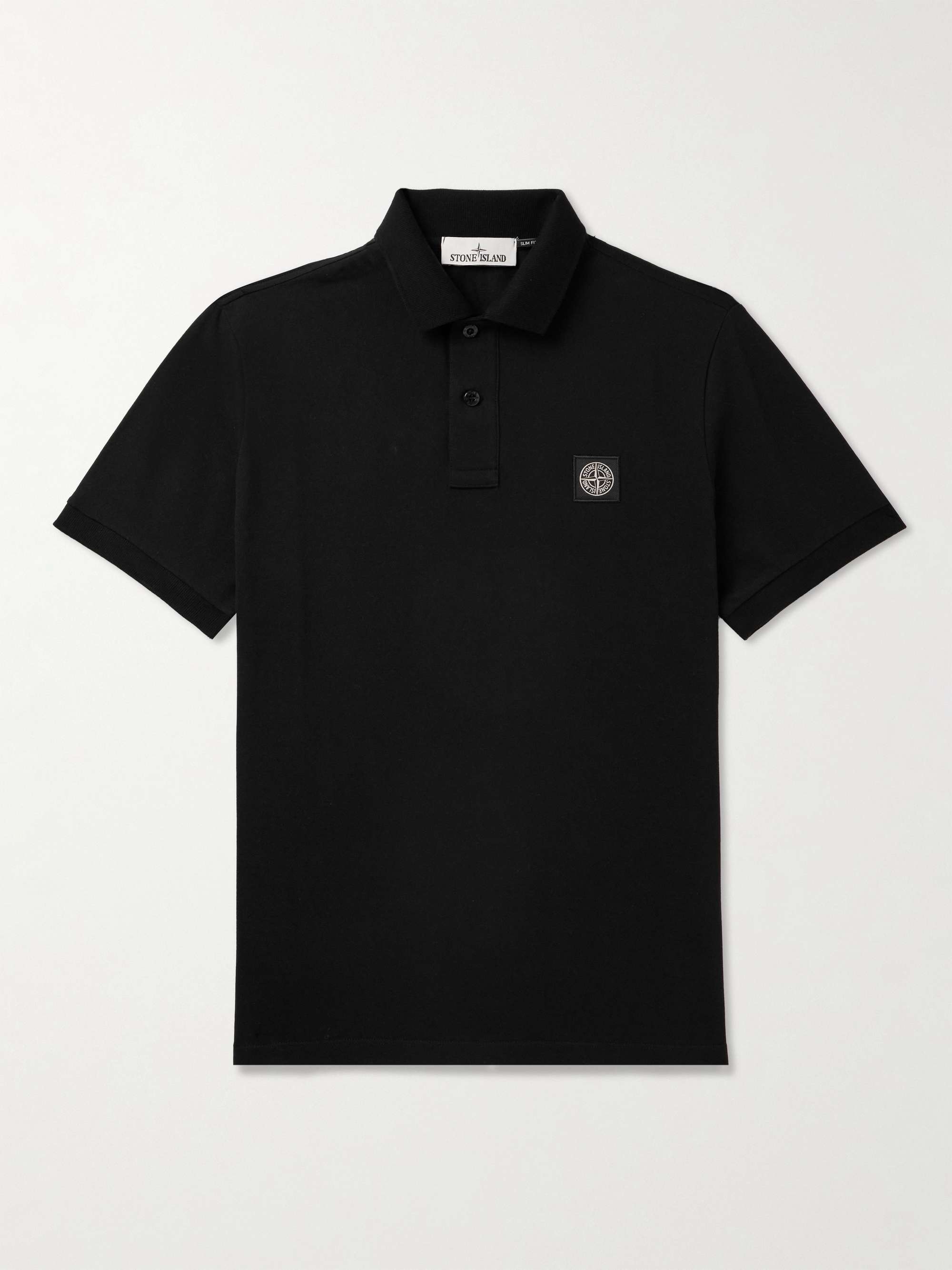 STONE ISLAND Logo-Appliquéd Cotton-Blend Piqué Polo Shirt for Men | MR ...