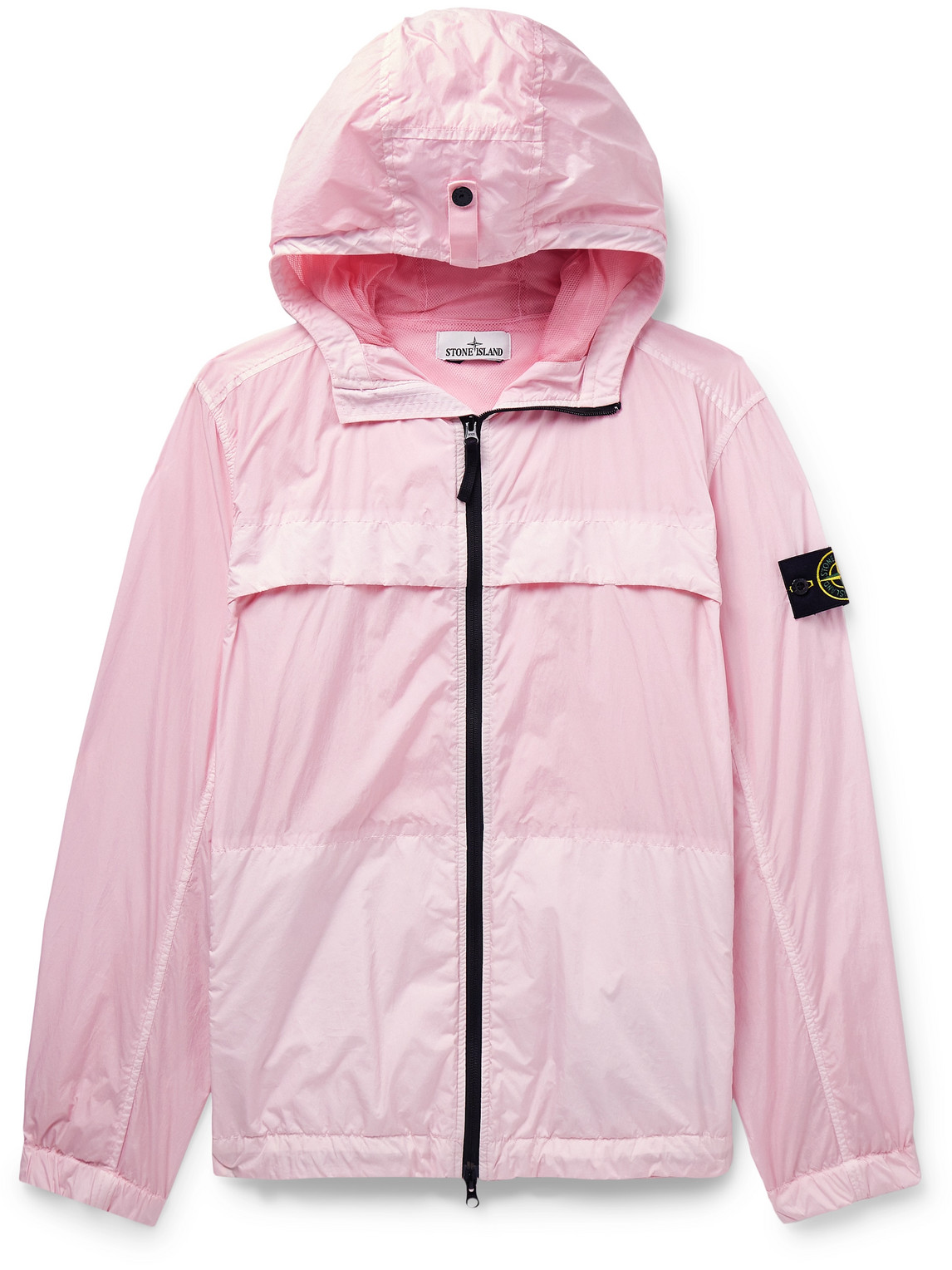 Stone Island Logo-appliquéd Garment-dyed Crinkle Reps Nylon Hooded Jacket In Pink