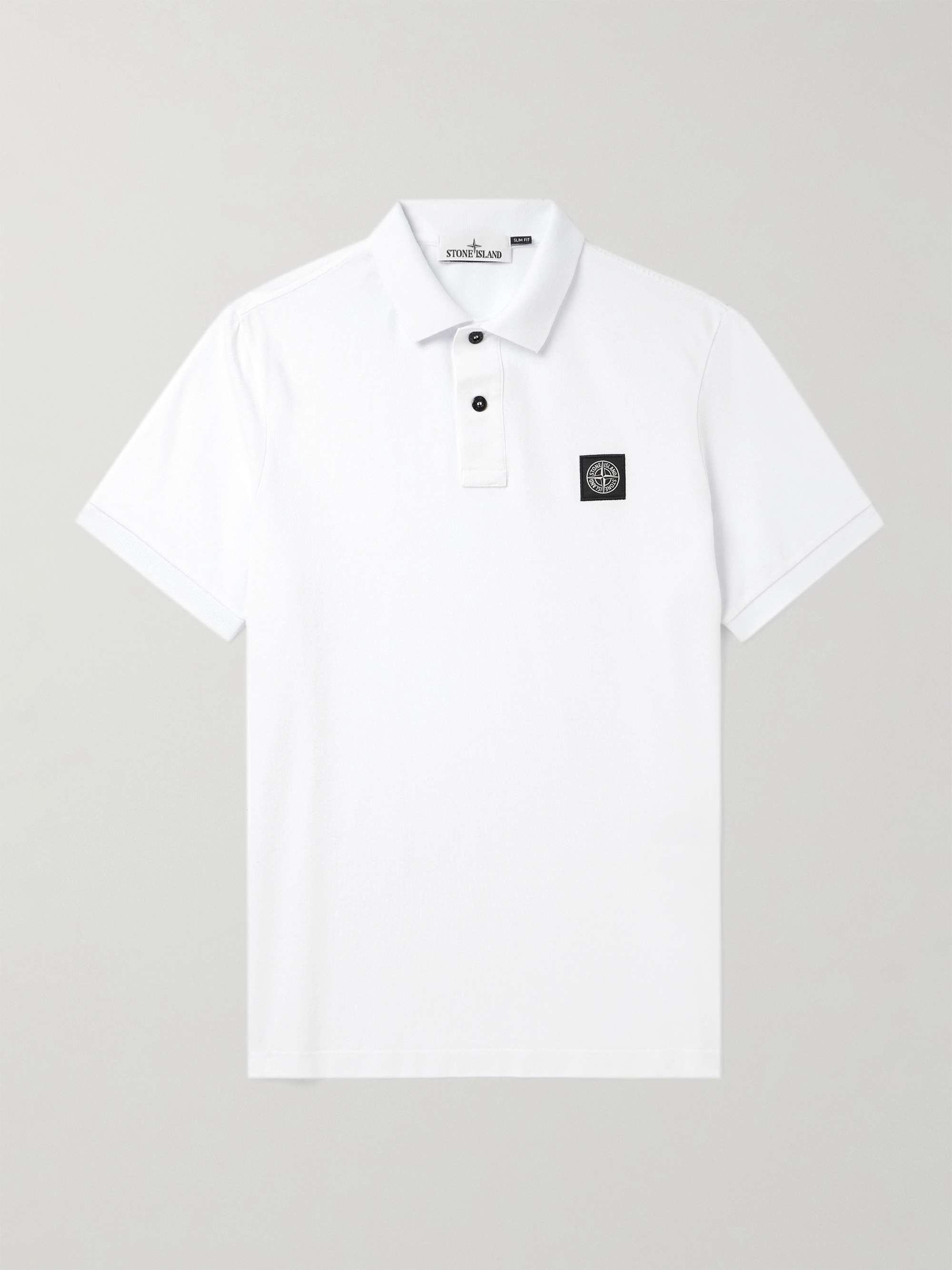 STONE ISLAND Logo-Appliquéd Cotton-Blend Piqué Polo Shirt for Men | MR ...