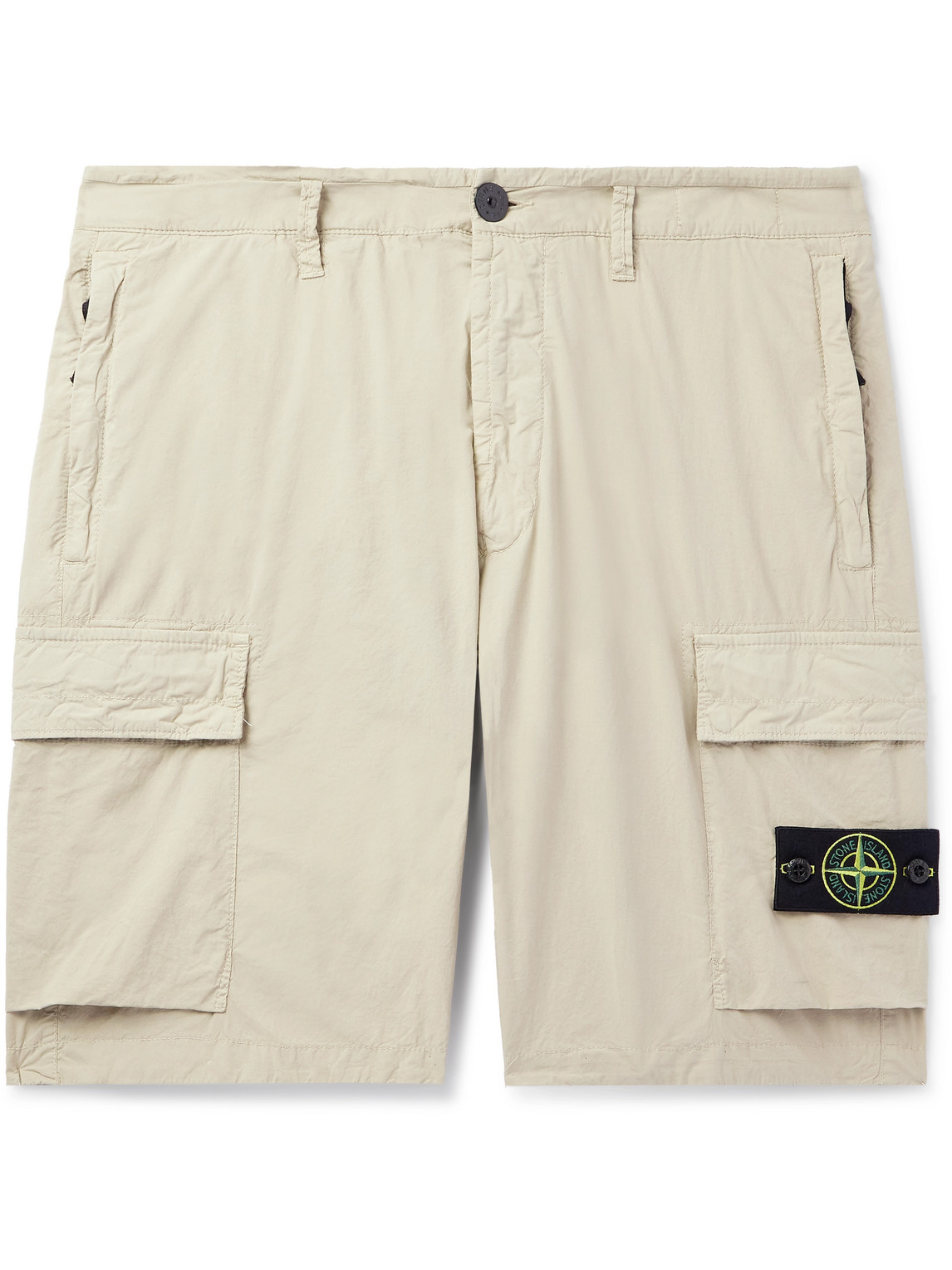 Stone Island Straight-leg Logo-appliquéd Cotton-blend Canvas Cargo Shorts In Neutrals