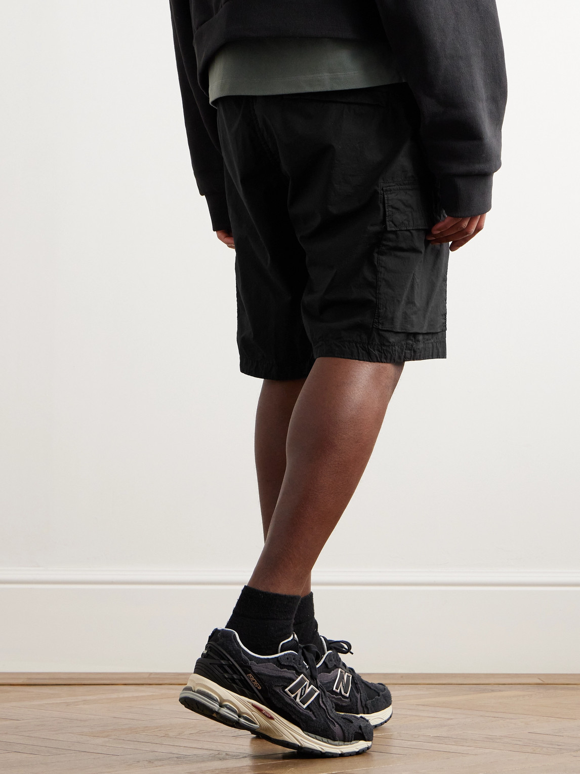 Stone Island Blue Shorts With Elastic Drawstring Waist And Logo Patch On The Front In Cotton Man In Black