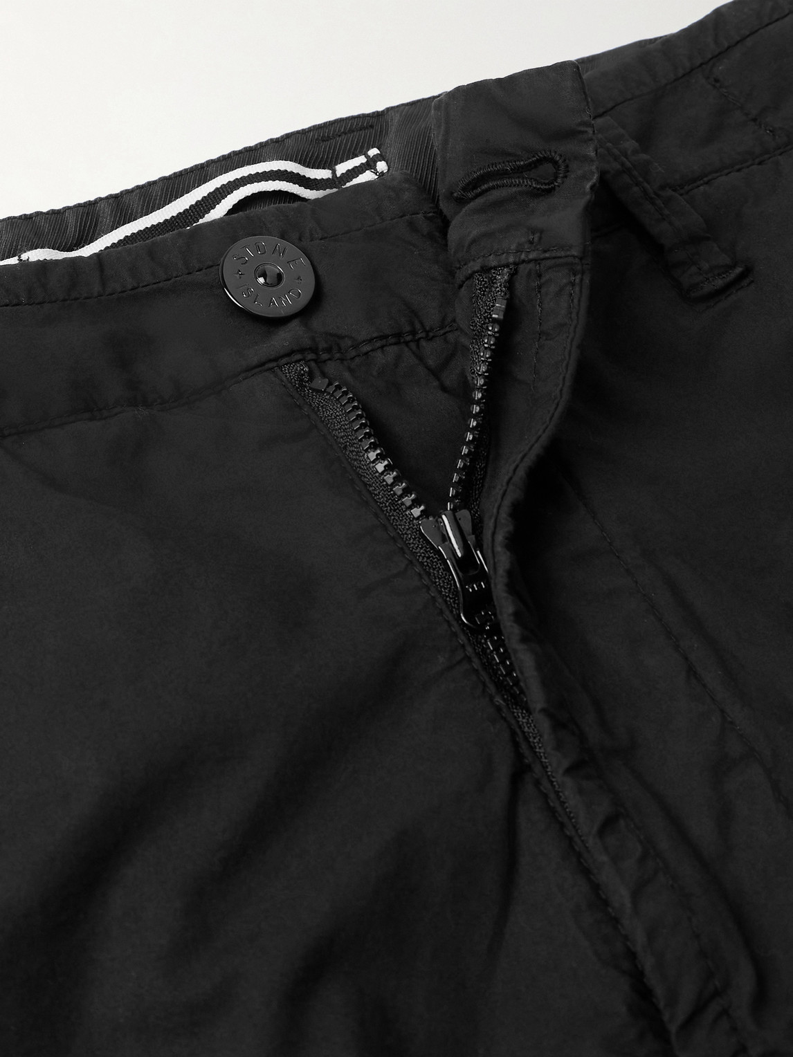 Stone Island Blue Shorts With Elastic Drawstring Waist And Logo Patch On The Front In Cotton Man In Black