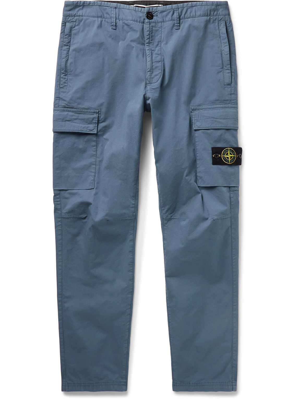Stone Island Straight-leg Logo-appliquéd Supima Cotton-blend Cargo Trousers In Blue