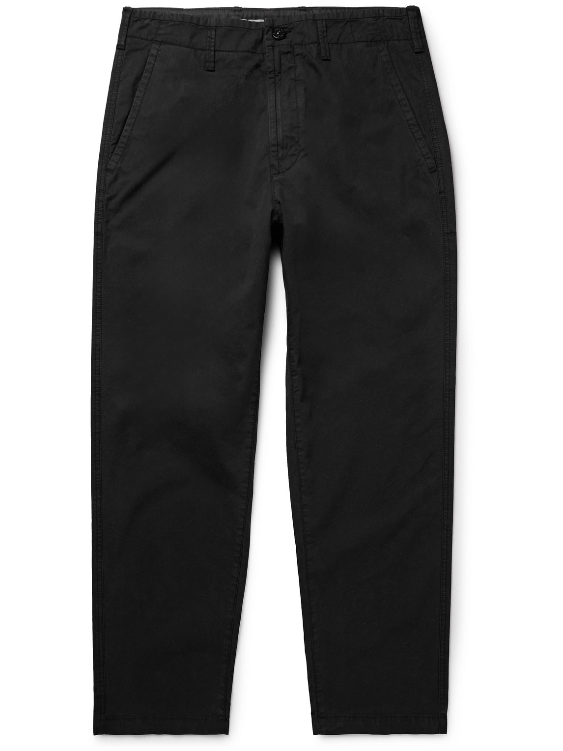 Stone Island Straight-leg Mercerised Stretch Supima Cotton Trousers In Black