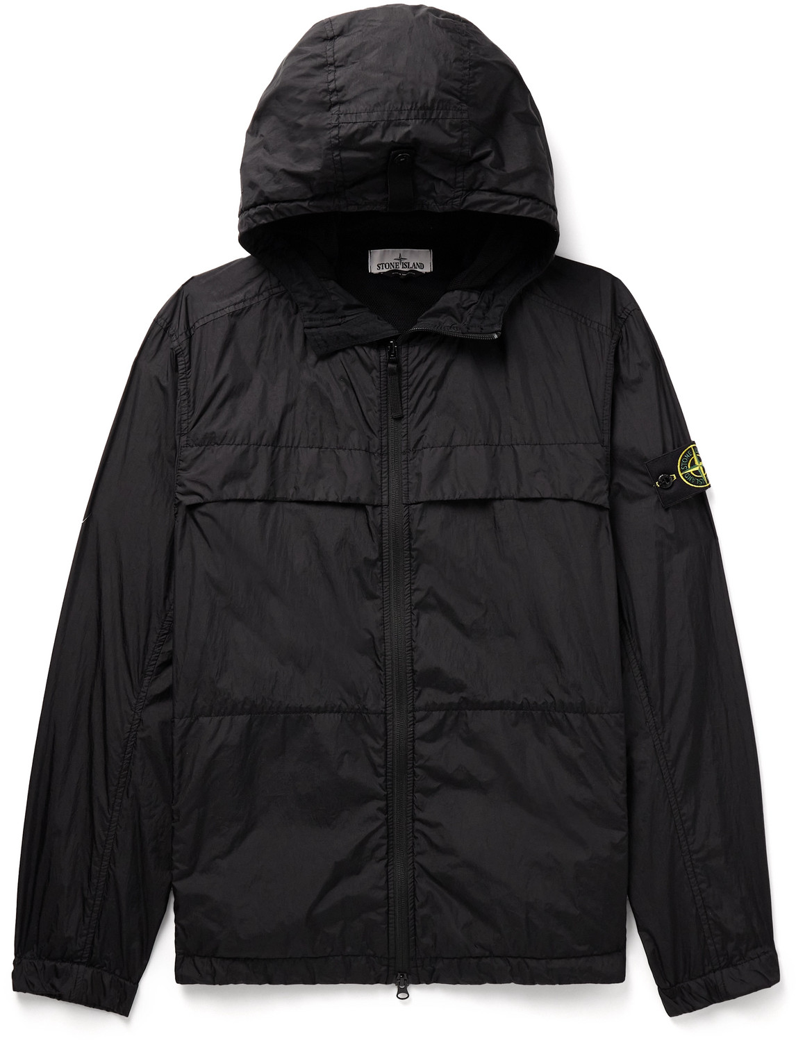 Shop Stone Island Logo-appliquéd Crinkle Reps Nylon Hooded Jacket In Black