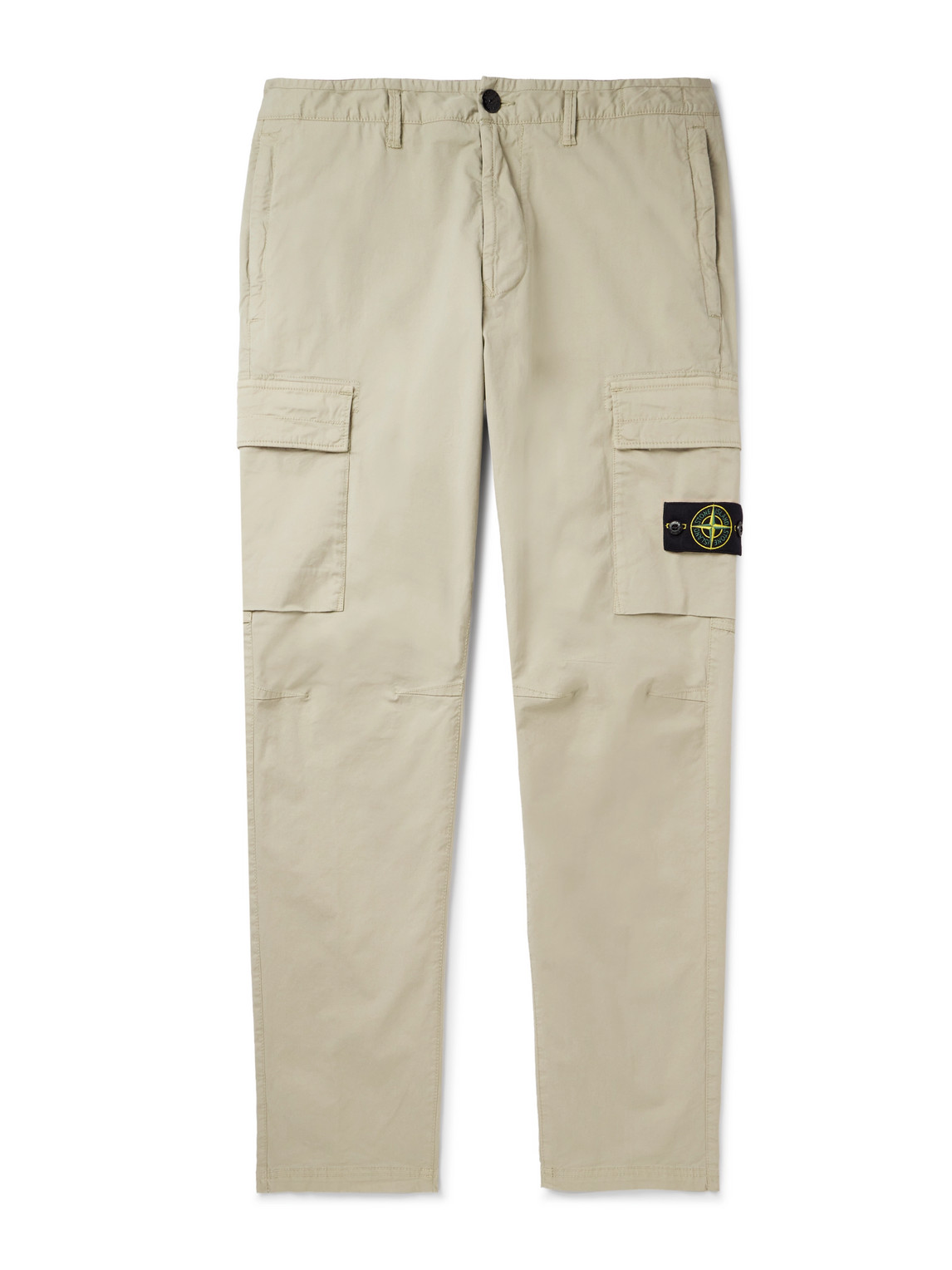 Stone Island Straight-leg Logo-appliquéd Supima Cotton-blend Cargo Trousers In Neutrals