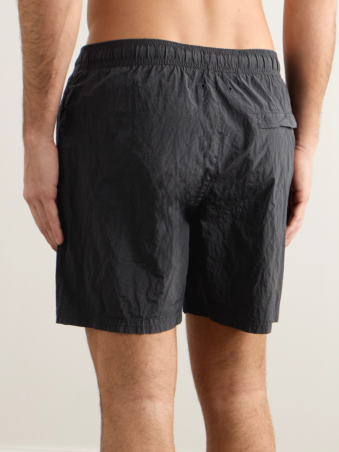 Stone Island Compass Patch Drawstring Swim Shorts In Black