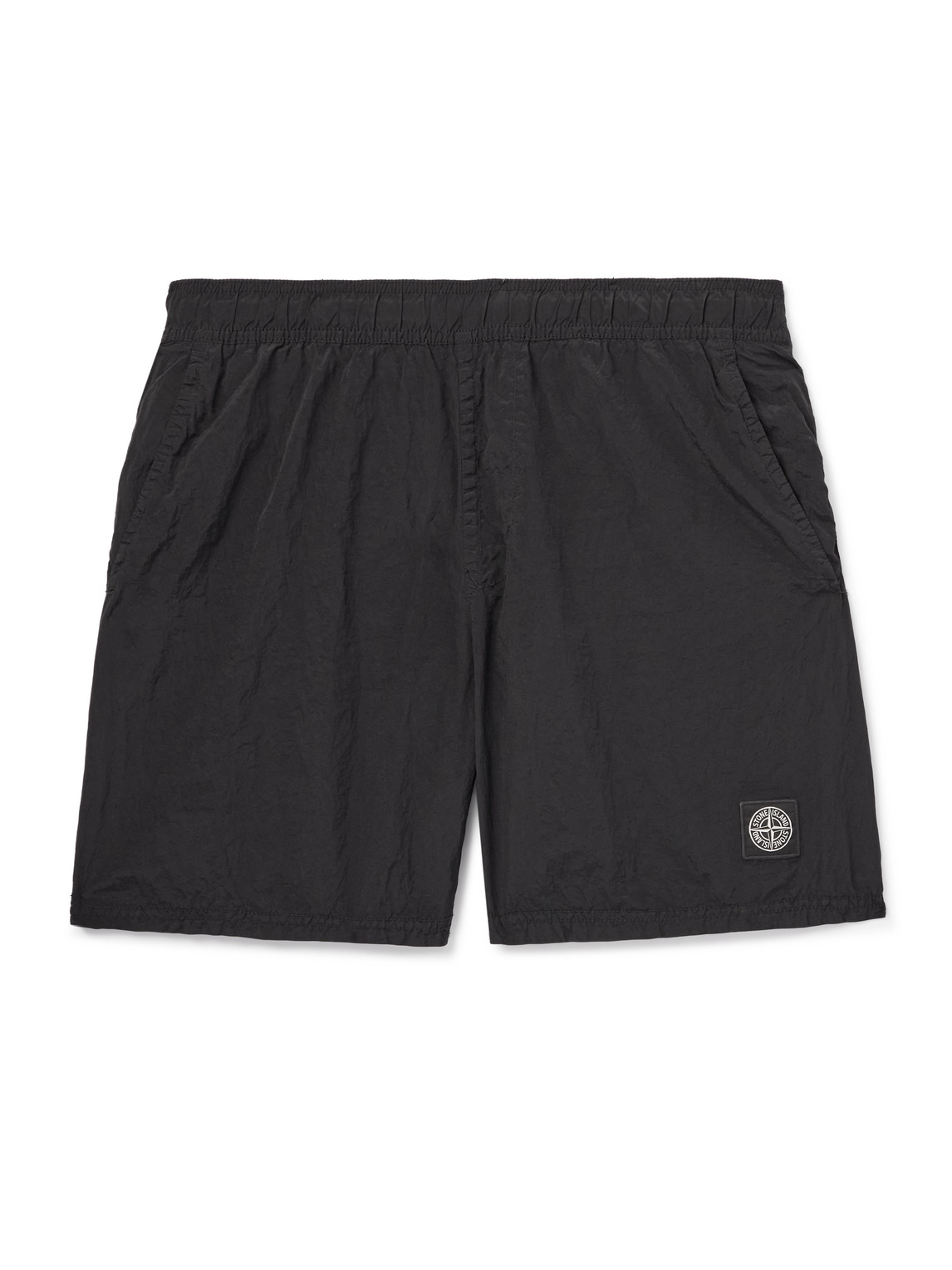 Stone Island Compass Patch Drawstring Swim Shorts In Black