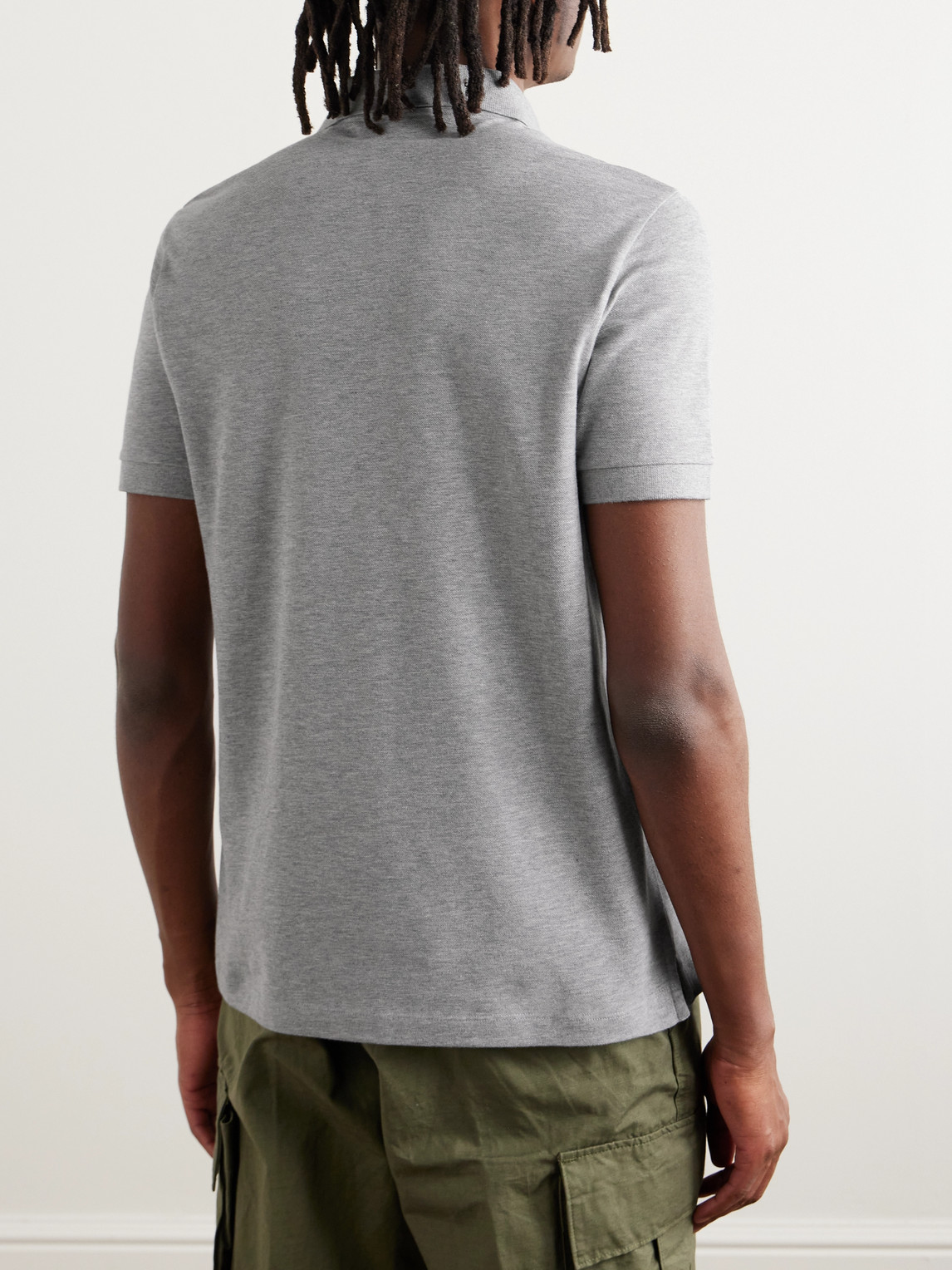 Stone Island Logo-patch Polo Shirt In Gray