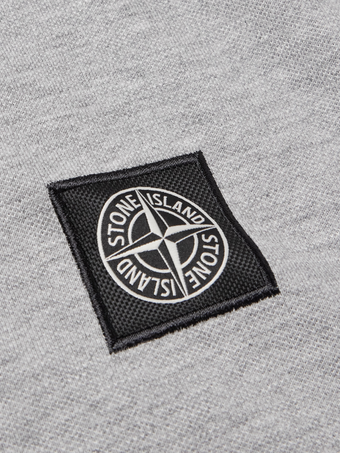 Stone Island Logo-patch Polo Shirt In Gray