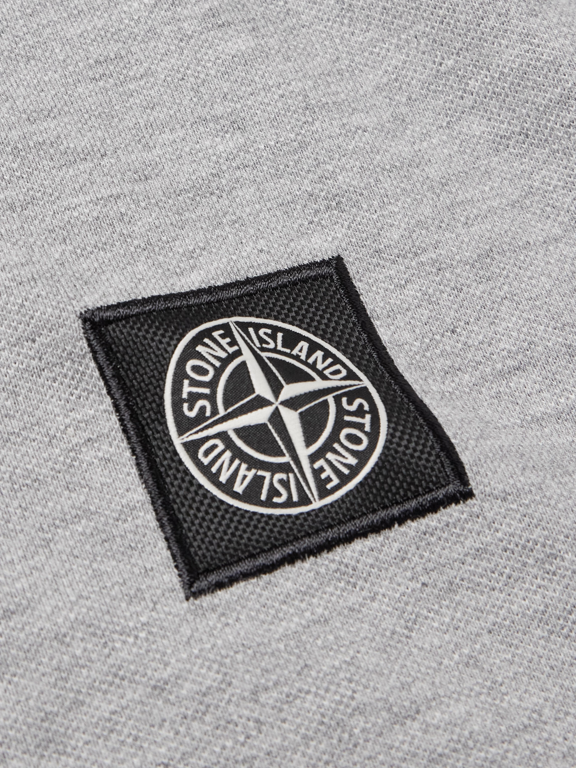 Shop Stone Island Logo-appliquéd Cotton-blend Piqué Polo Shirt In Gray