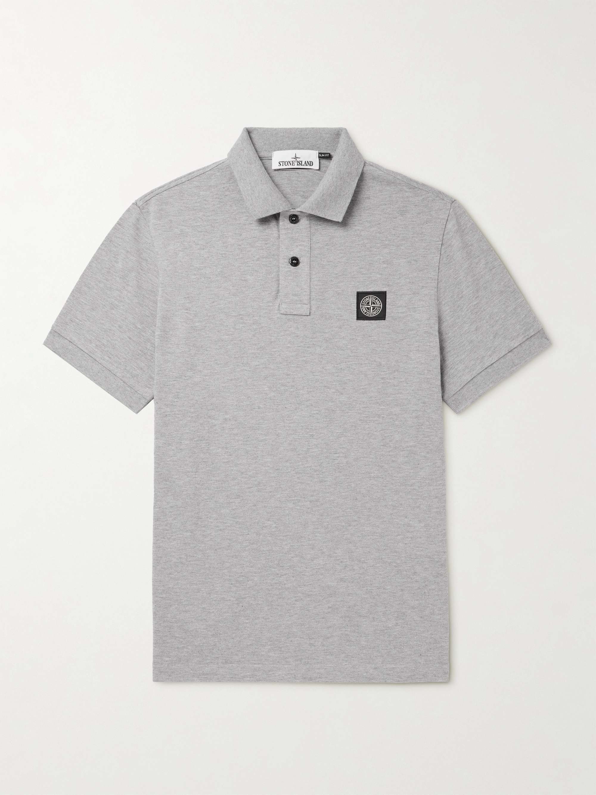 STONE ISLAND Logo-Appliquéd Cotton-Blend Piqué Polo Shirt for Men | MR ...