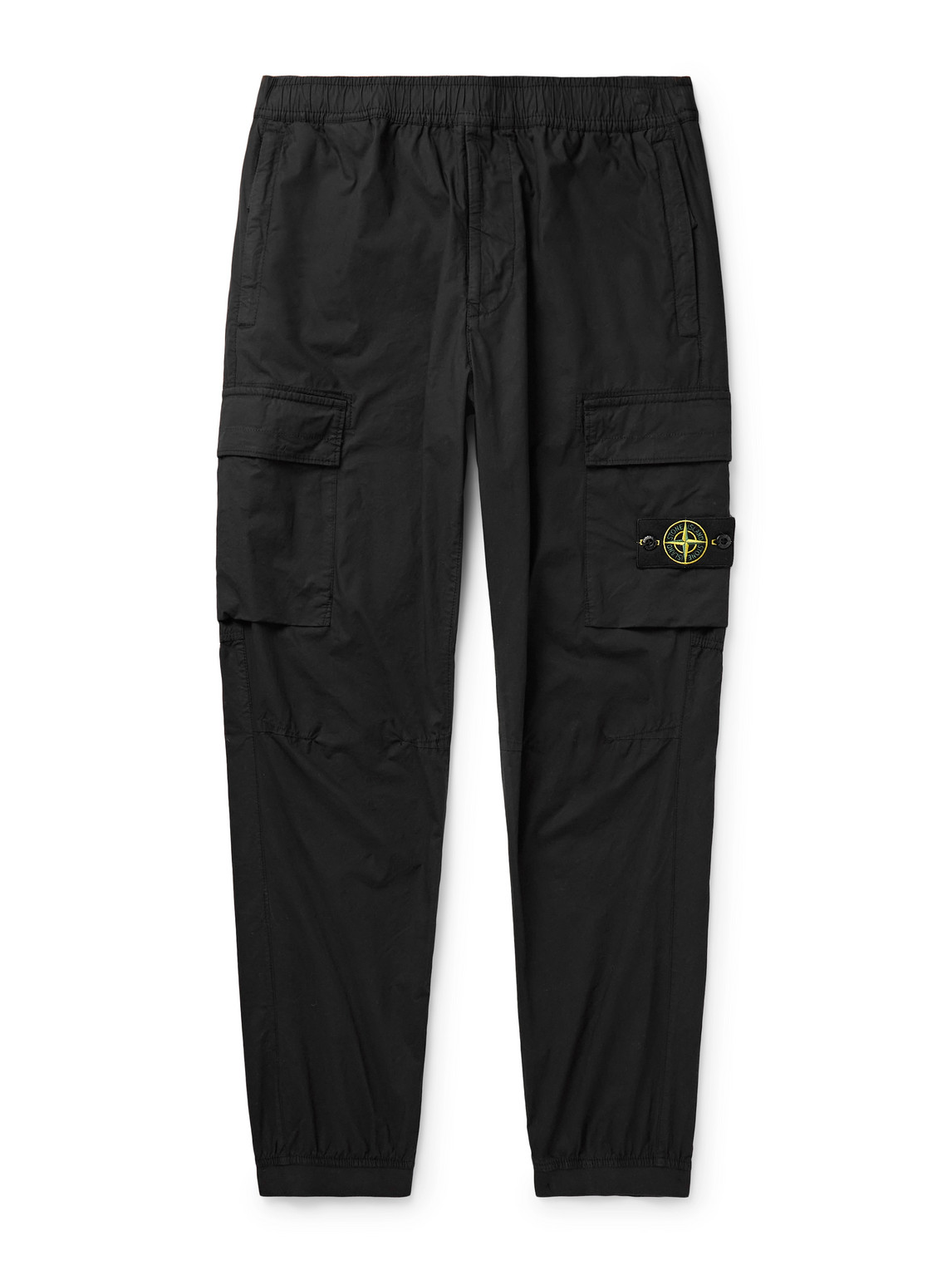 Stone Island Logo Patch Cargo Trousers In Black