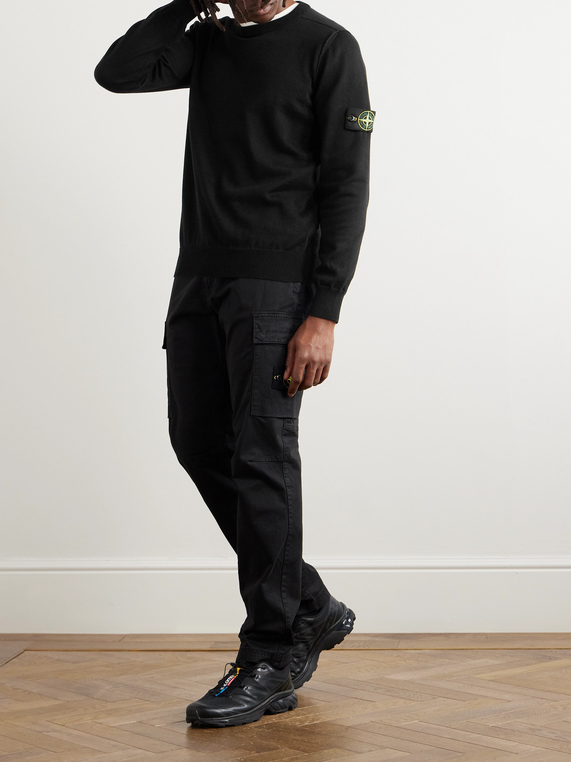 Stone Island Cotton Sweatshirt In Black